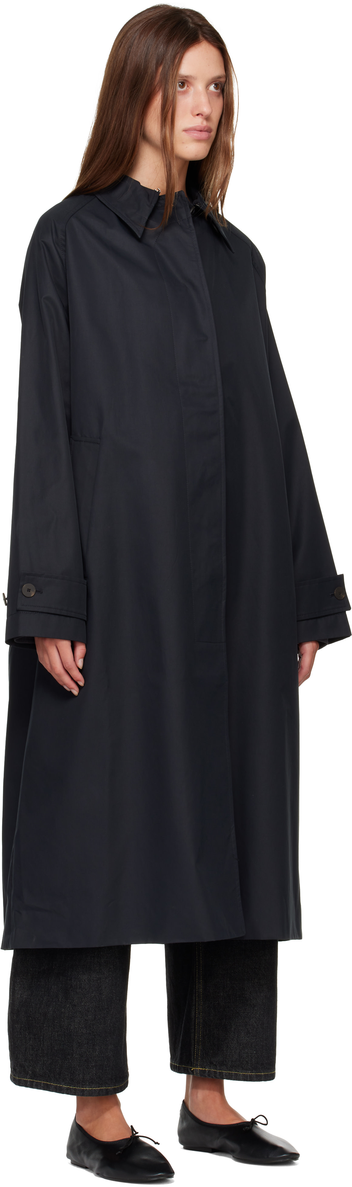 Studio Nicholson: Navy Holin Technical Cotton Trench Coat | SSENSE