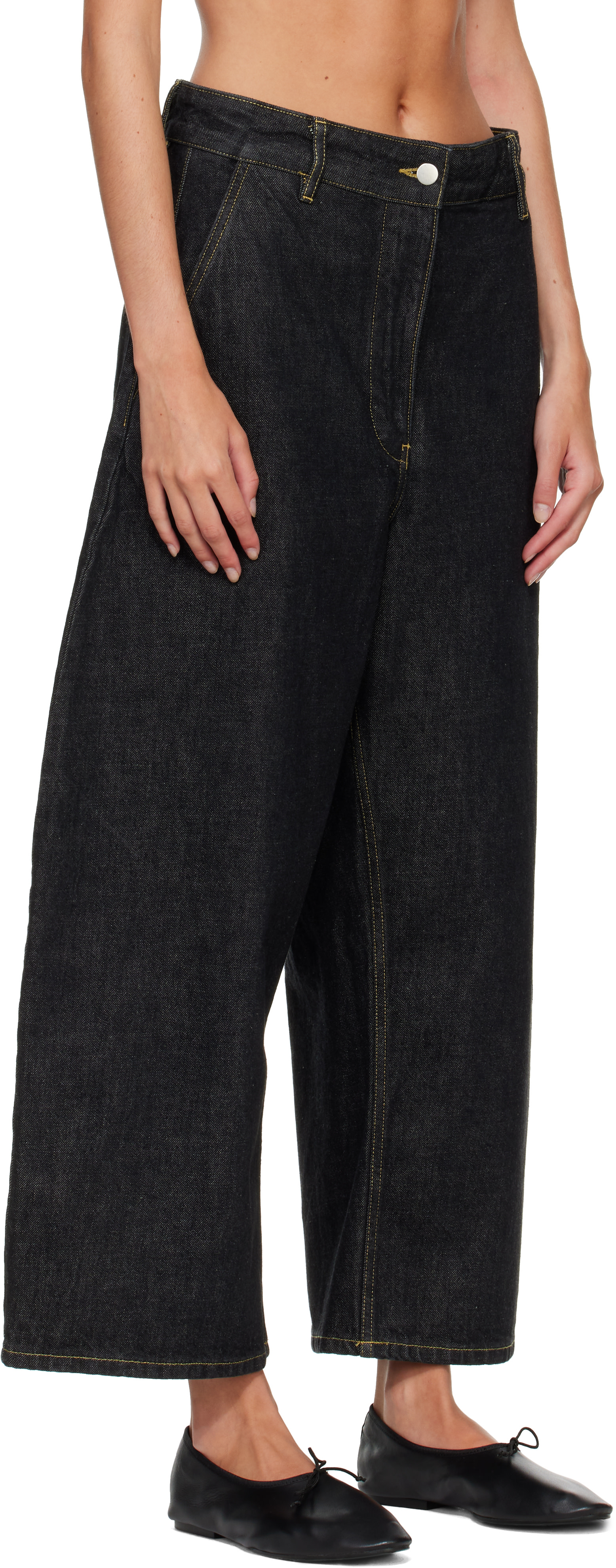 Studio Nicholson: Black Chalco Wide Leg Jeans | SSENSE