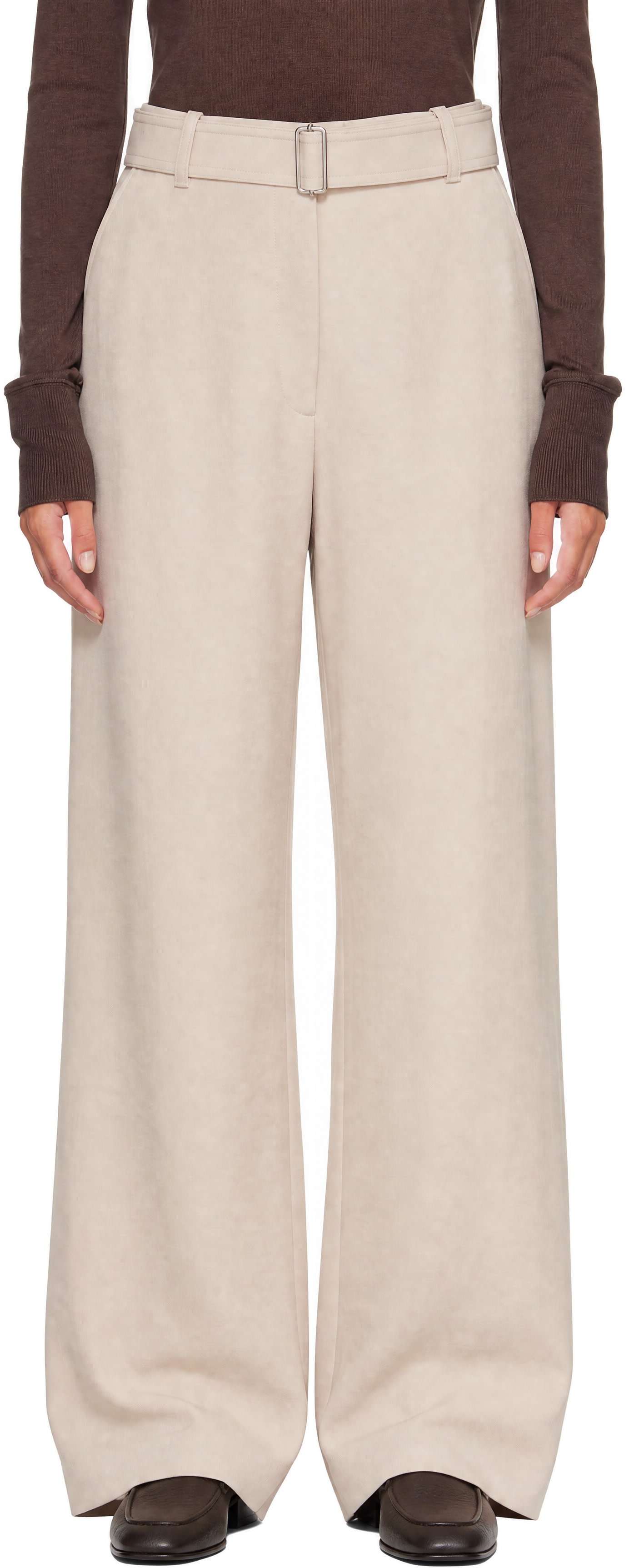 Studio Nicholson - Pantalon beige à ceinture