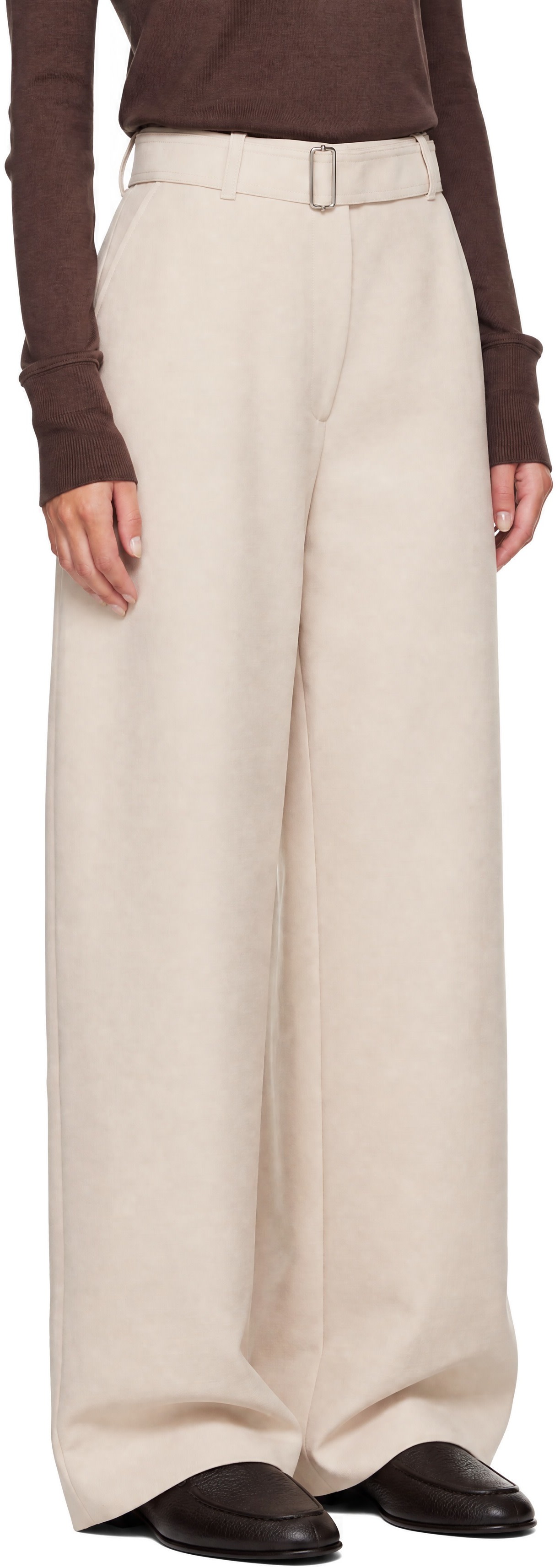 Studio Nicholson - Pantalon beige à ceinture