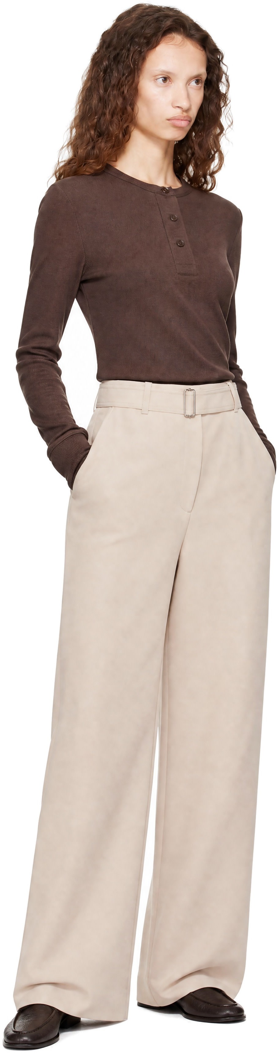 Studio Nicholson - Pantalon beige à ceinture