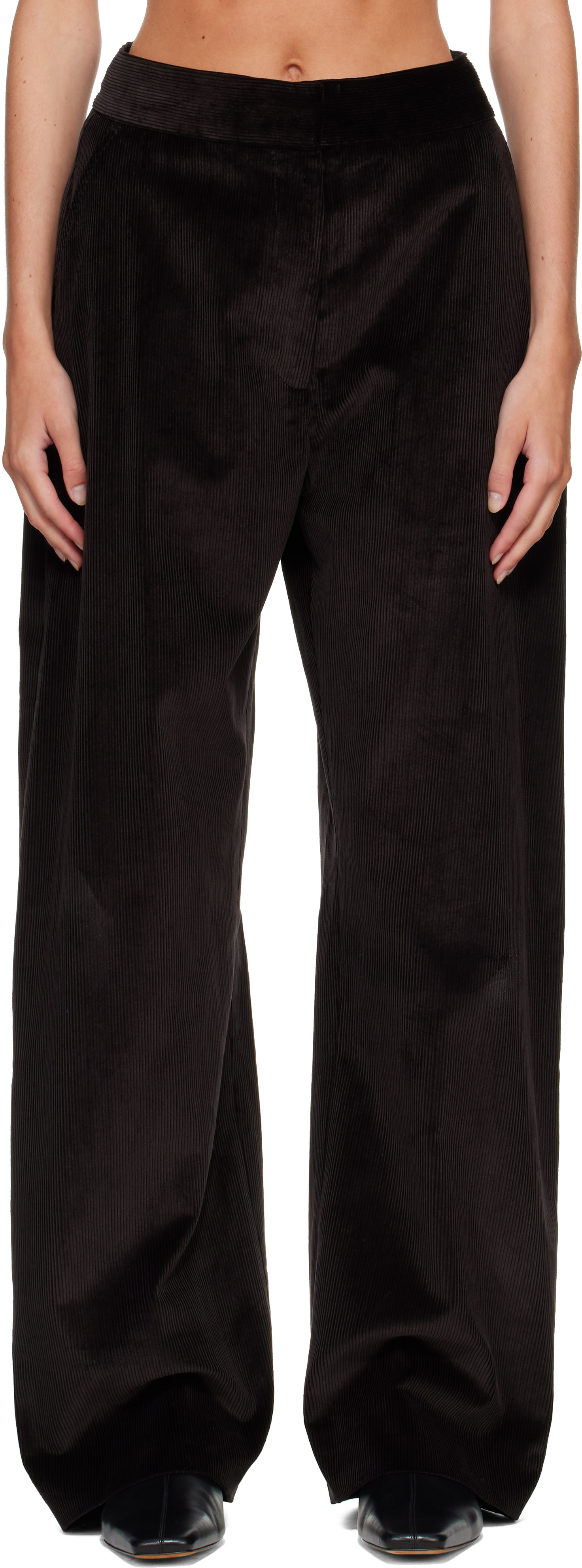 Studio Nicholson: Brown Grange Corduroy Wide Leg Trousers | SSENSE