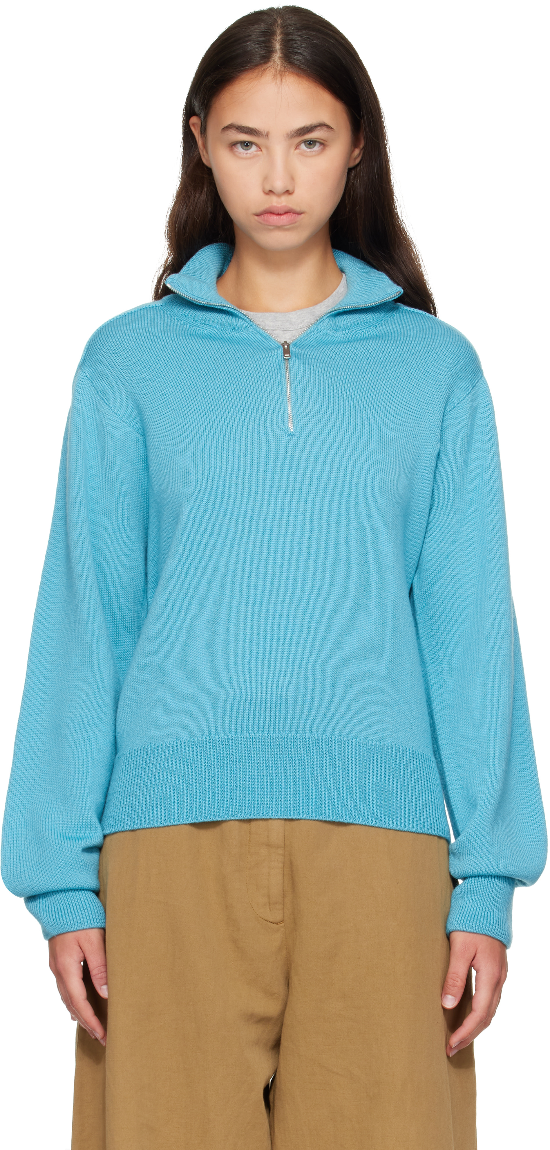 Studio Nicholson - Pull Maren bleu en tricot