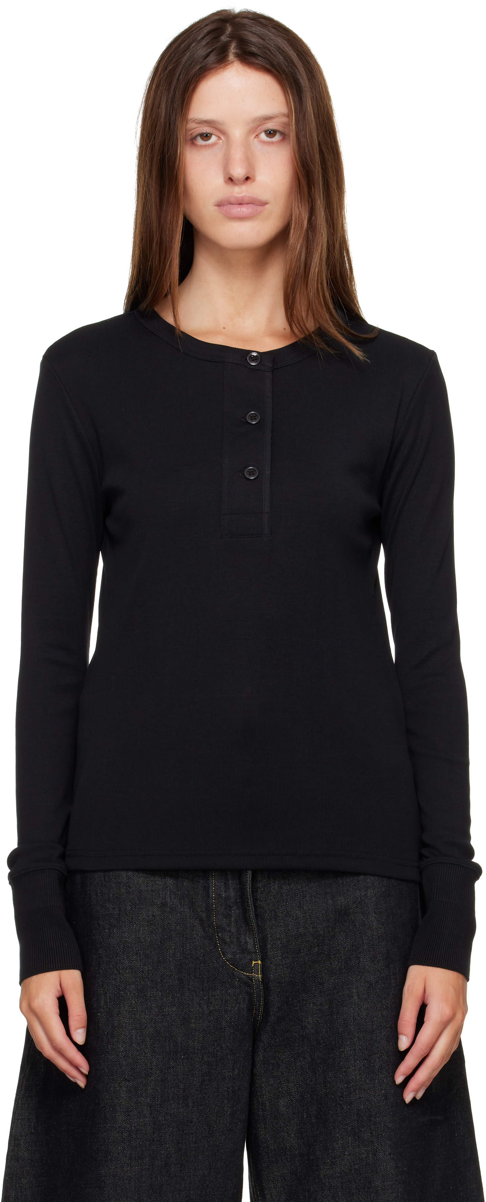 Studio Nicholson - Henley Roane noir en jersey