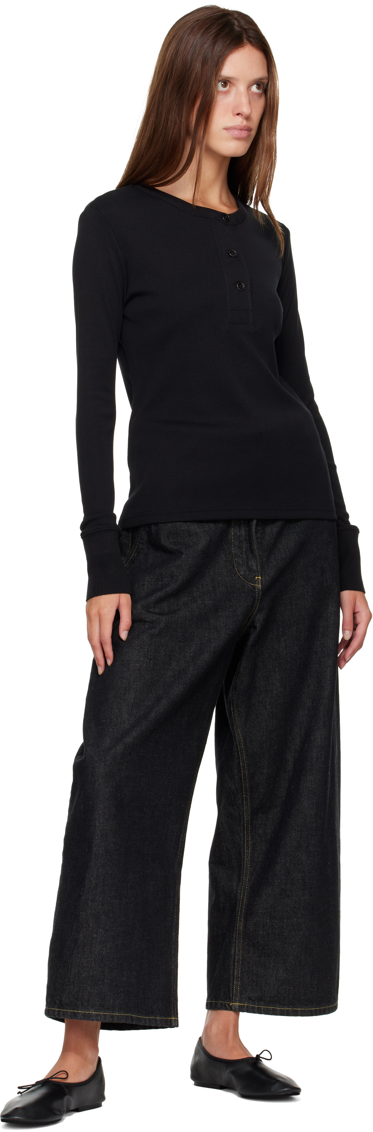 Studio Nicholson - Henley Roane noir en jersey