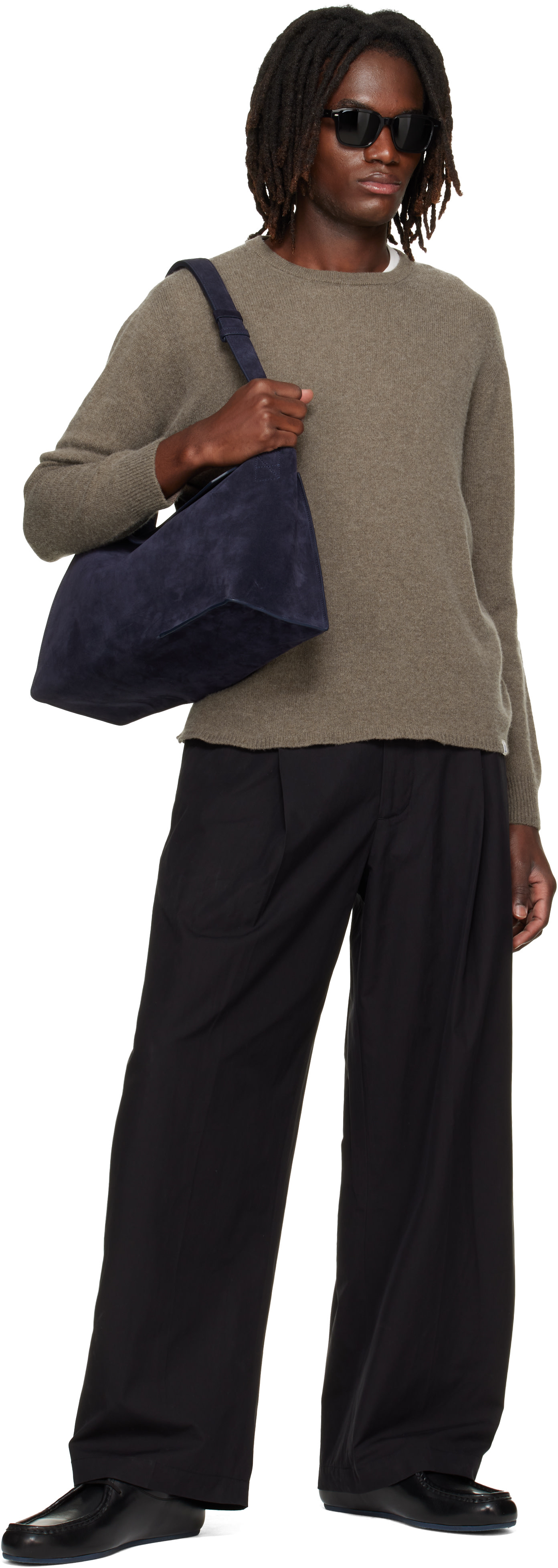 Studio Nicholson - Navy Shiboru Suede Bag