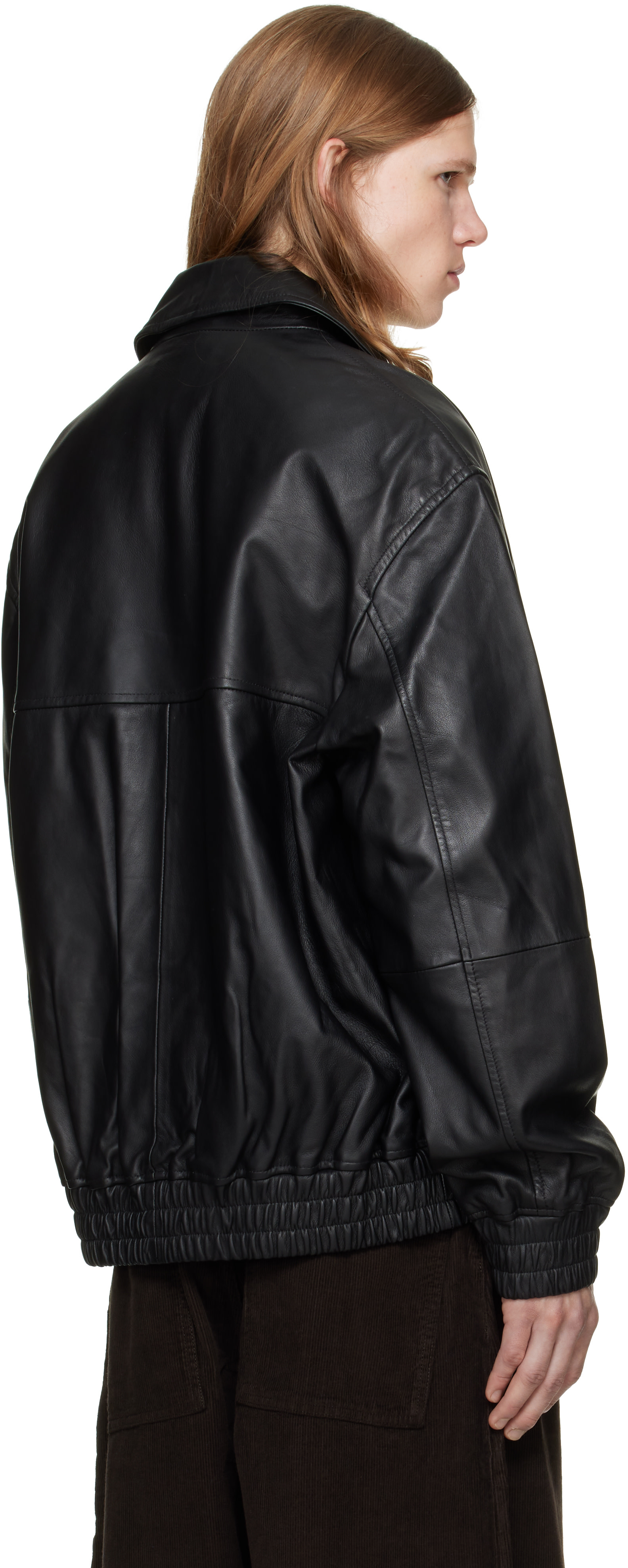 Studio Nicholson - Blouson Piston noir en cuir