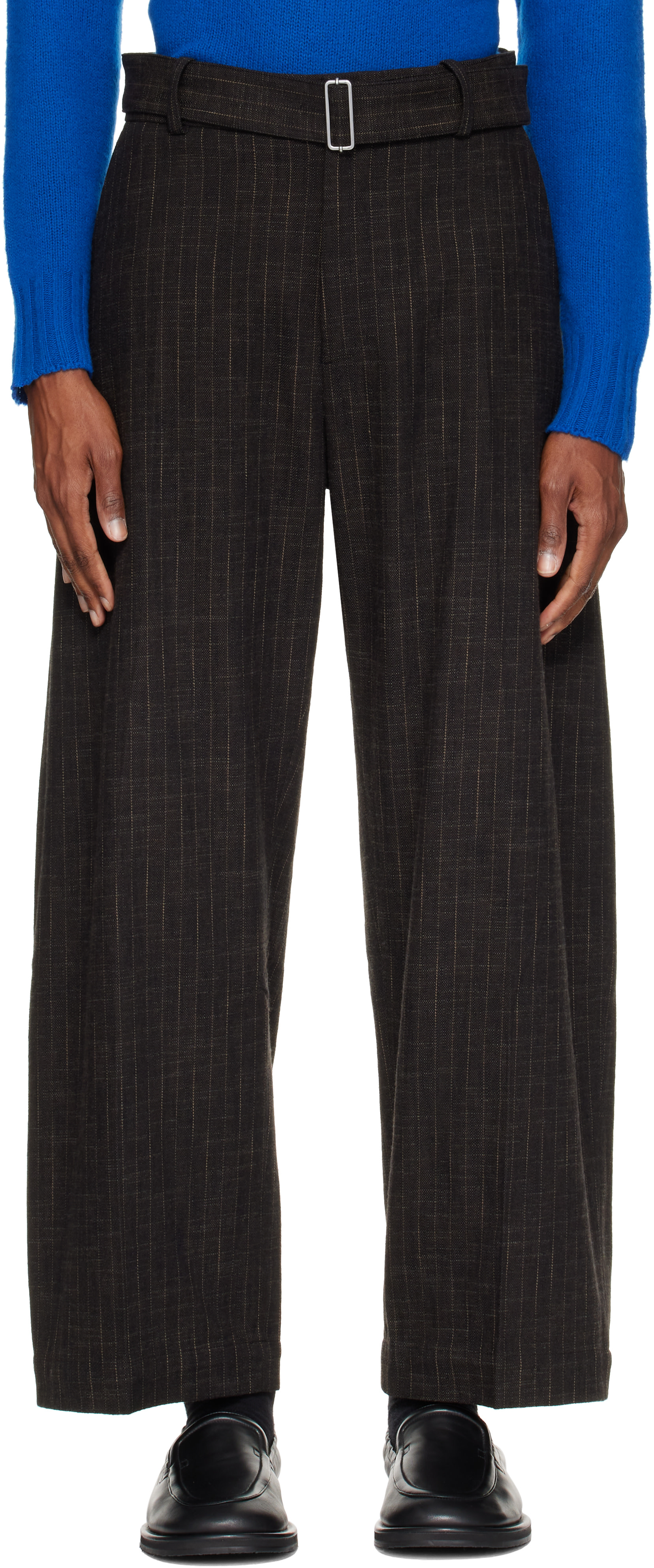 Studio Nicholson: Khaki Vital Belted Trousers | SSENSE