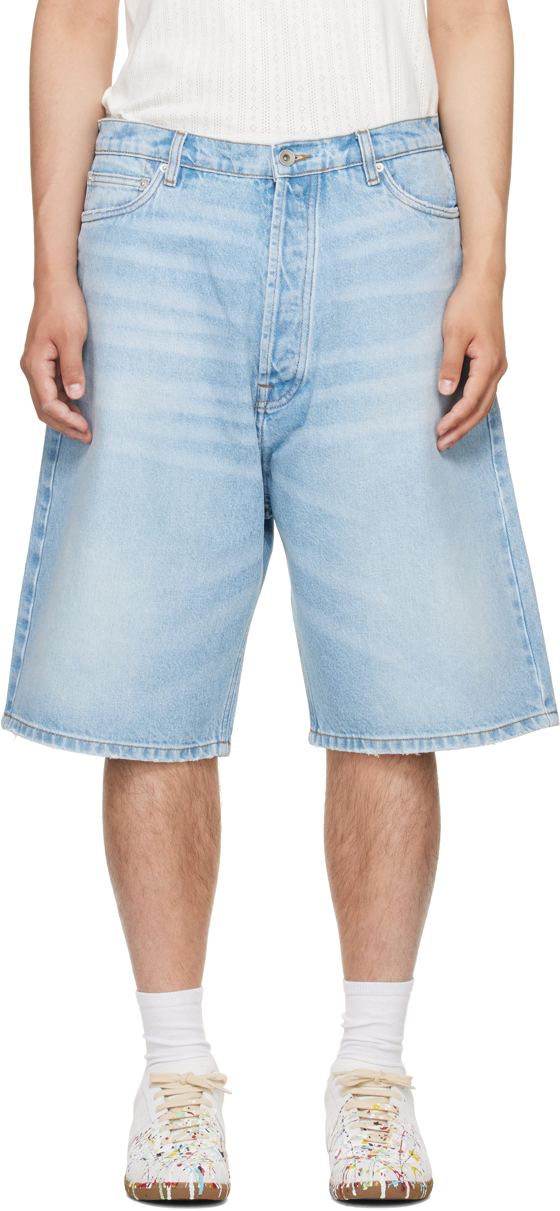 Studio Nicholson - Short Marylebone bleu en denim