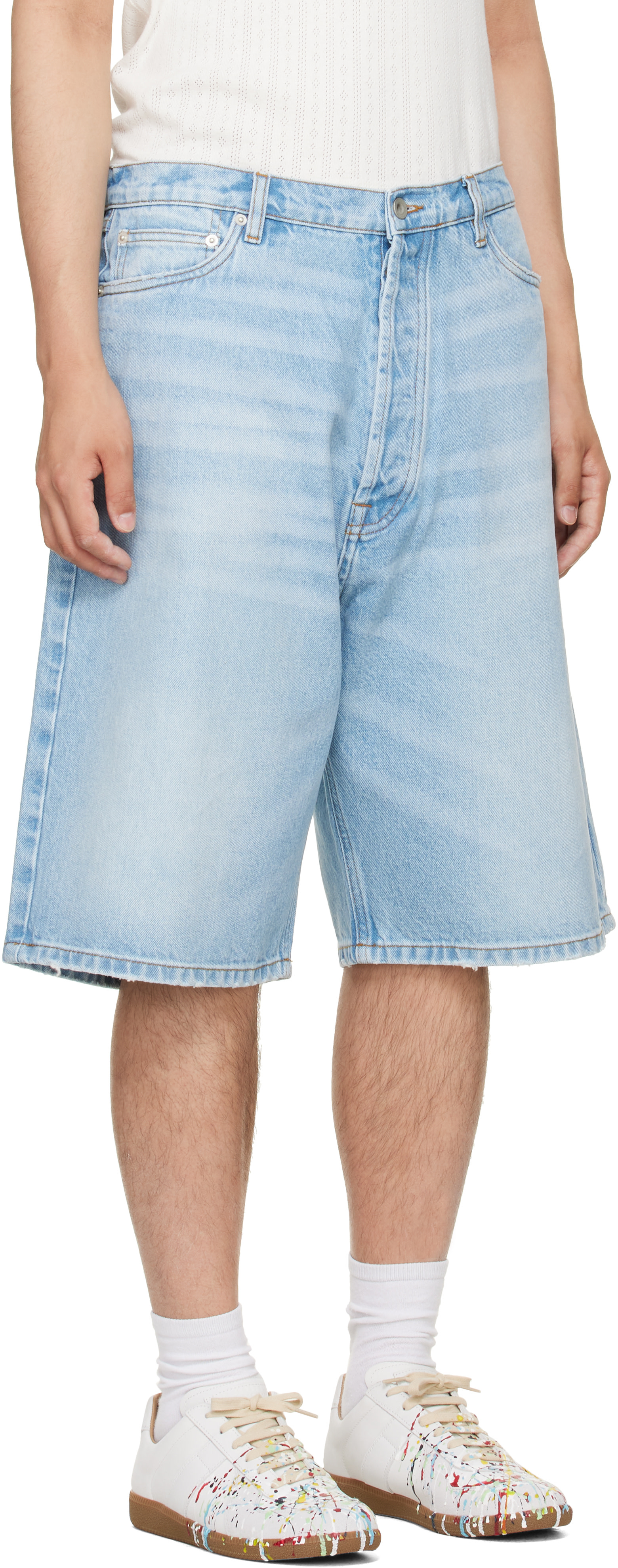 Studio Nicholson - Short Marylebone bleu en denim