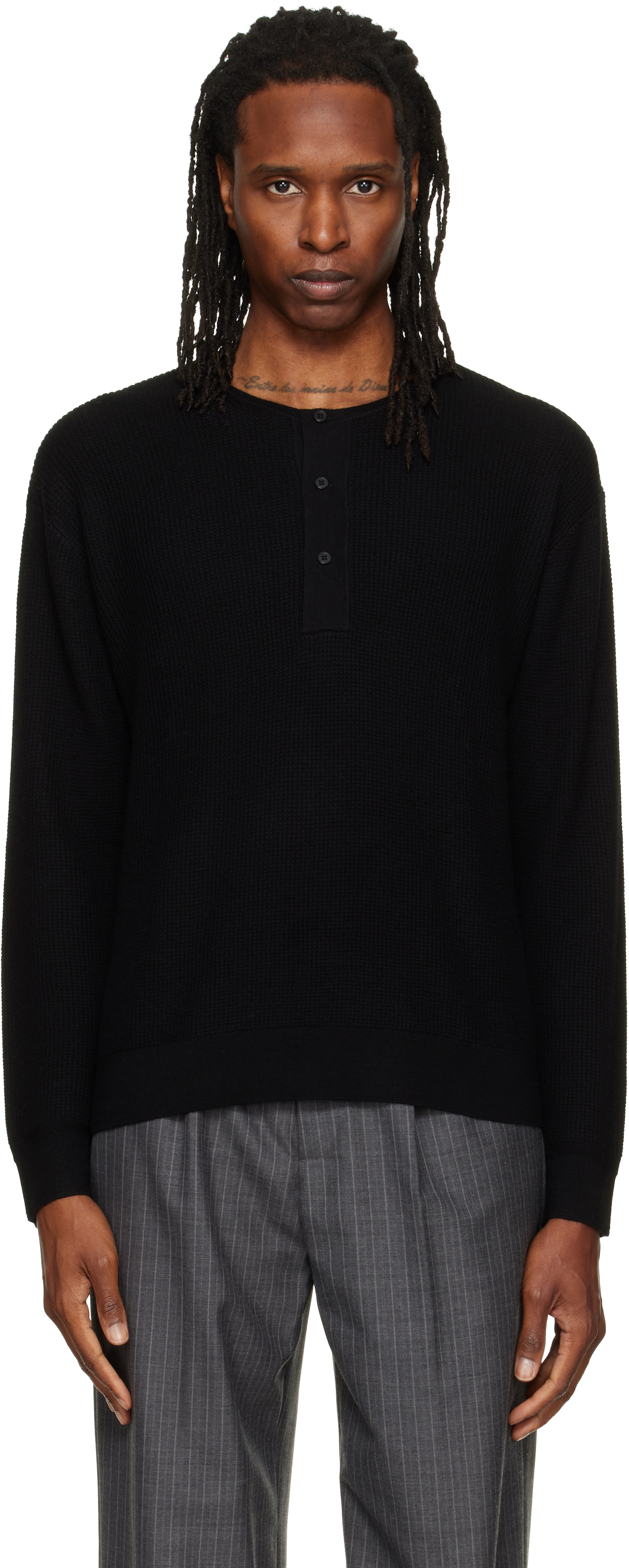 Studio Nicholson - Black Corine Knit Henley