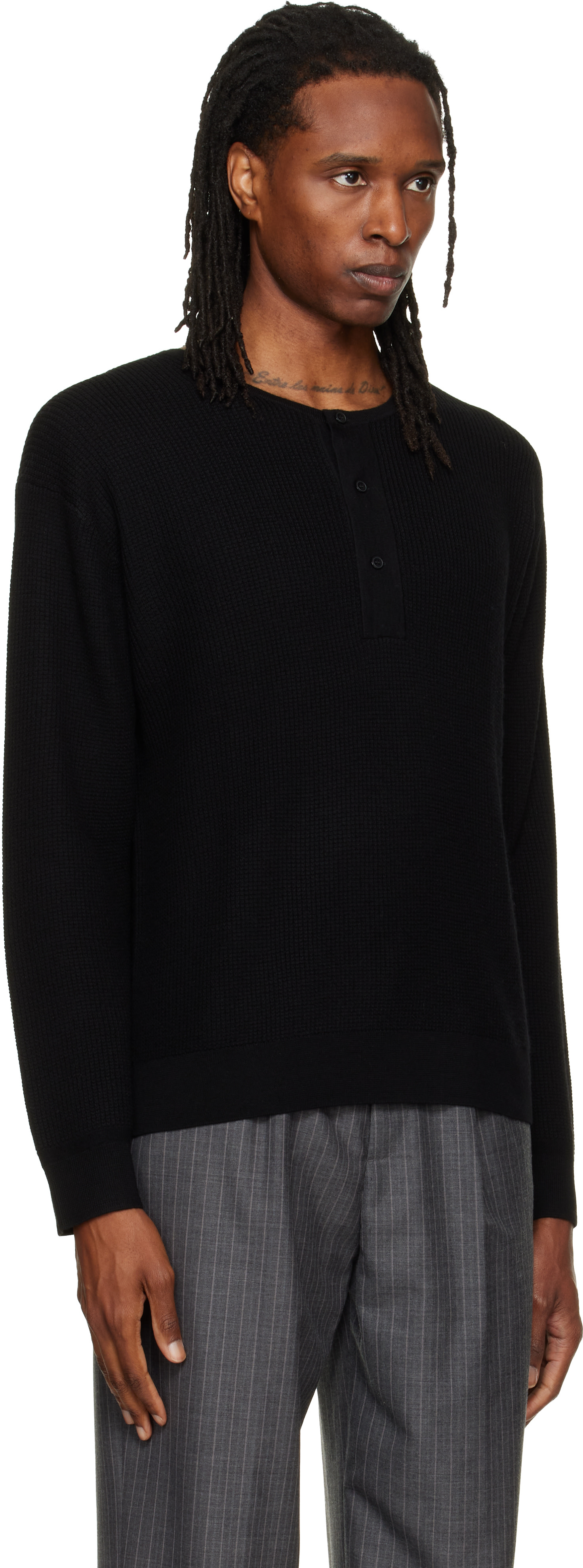 Studio Nicholson - Black Corine Knit Henley