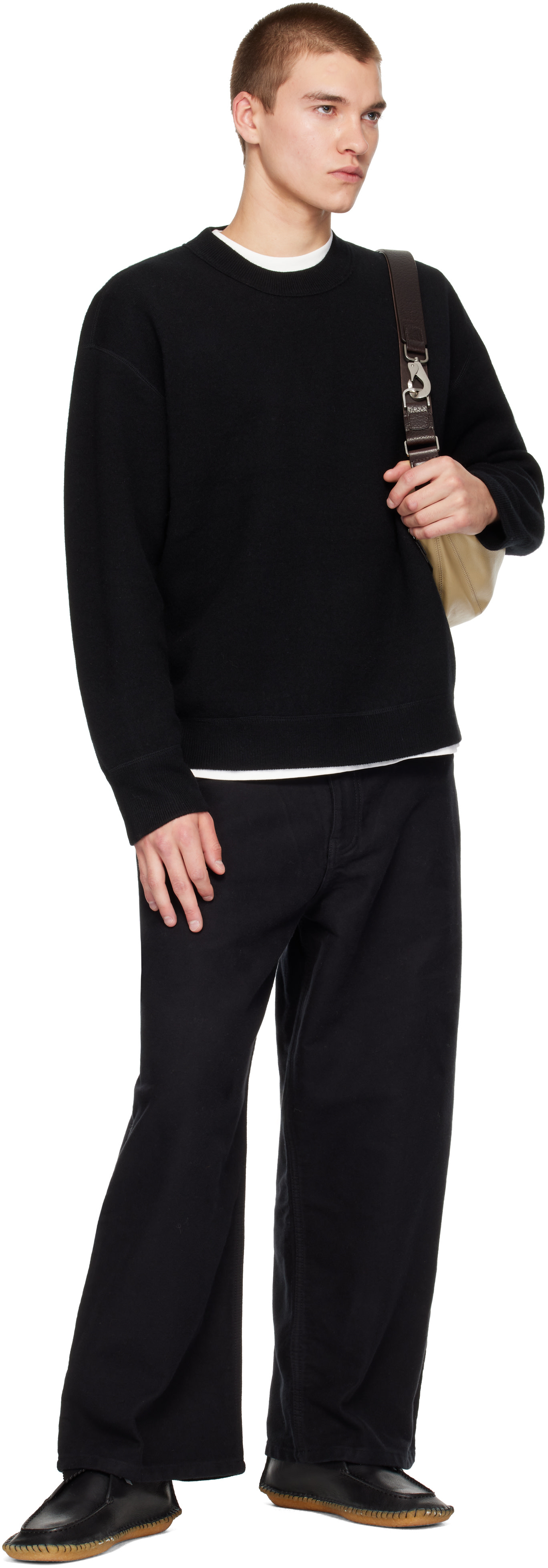 Studio Nicholson - Pull Moray noir en tricot