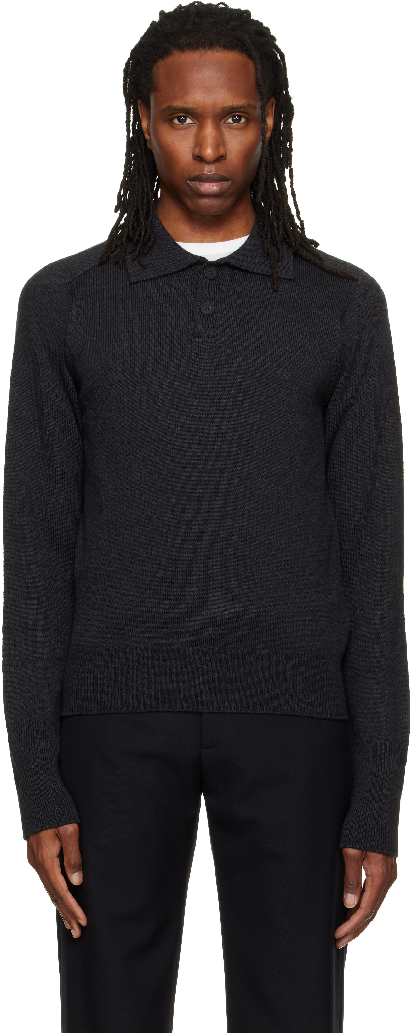 Studio Nicholson - Gray Sark Knit Polo