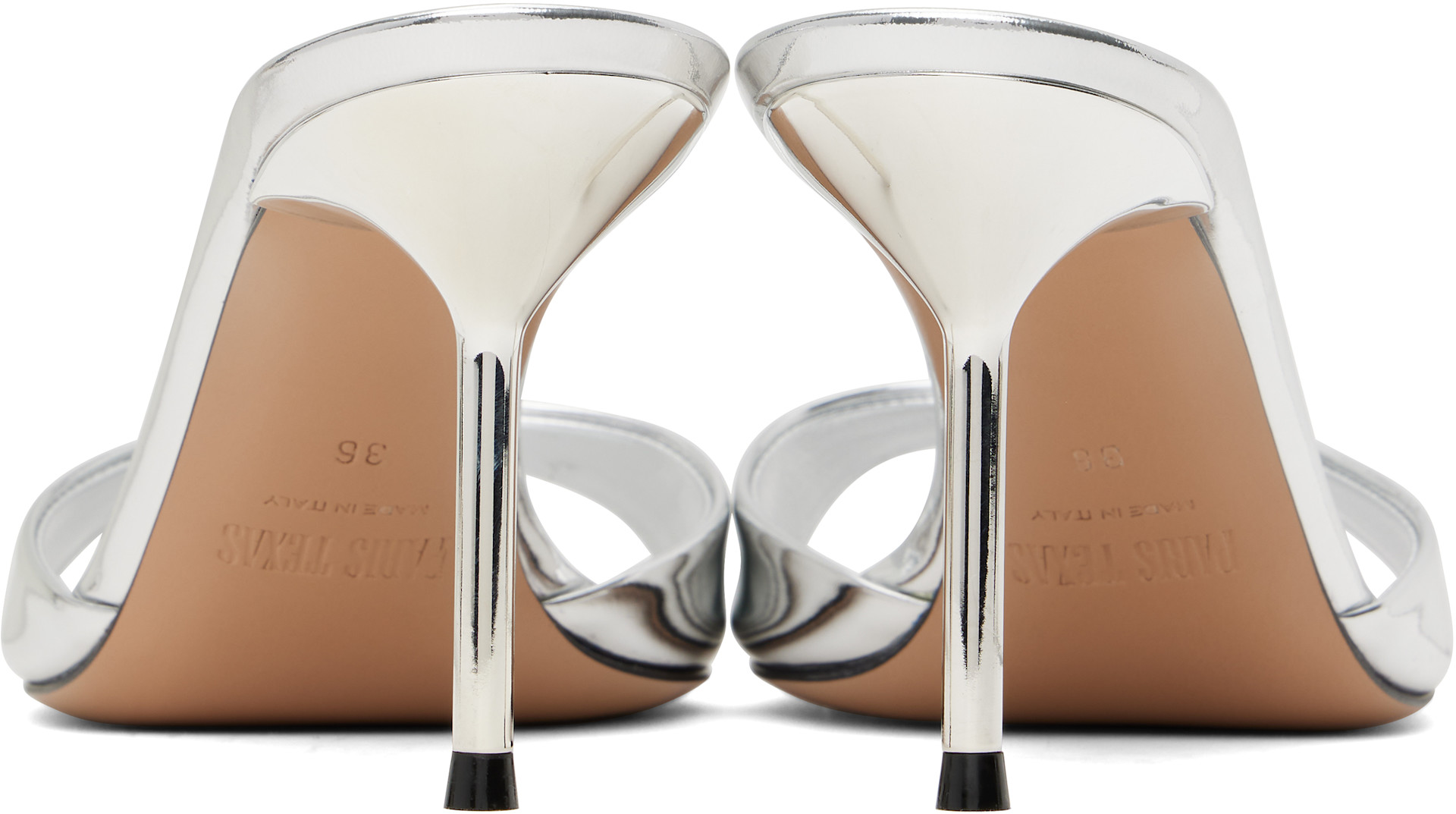 Paris Texas: Silver Lidia 70 Mule Heeled Sandals | SSENSE