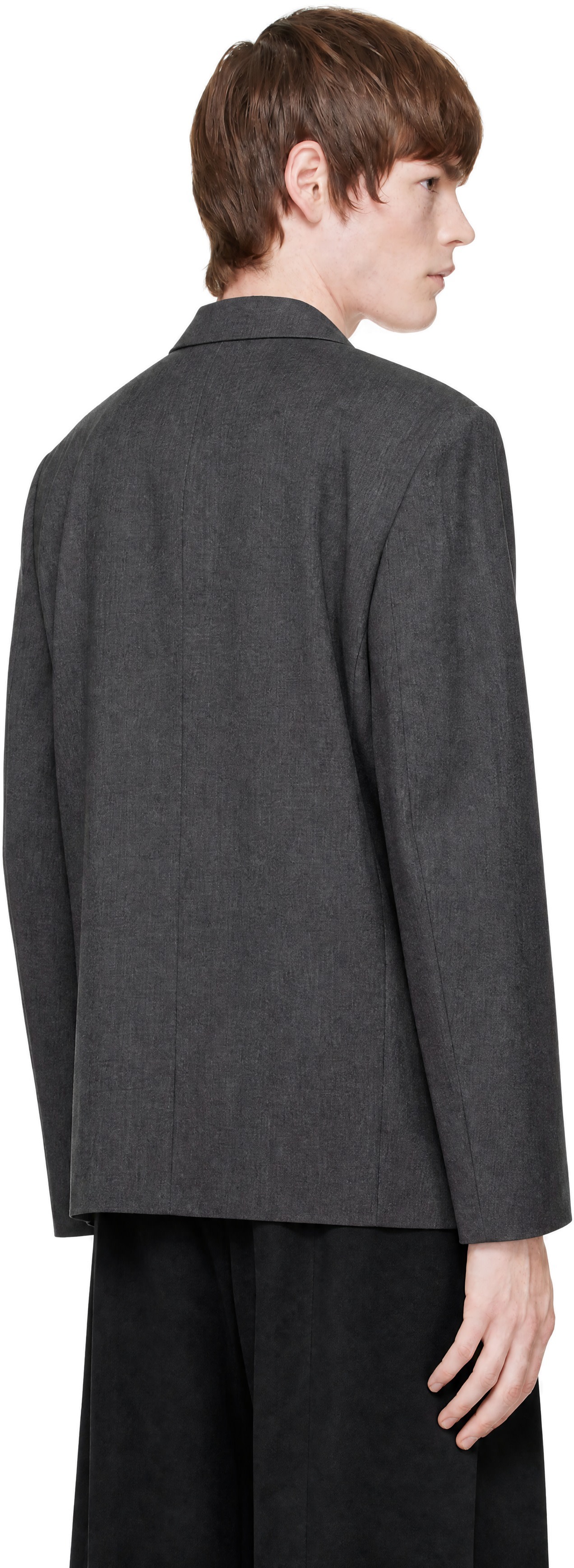 LGN Louis Gabriel Nouchi - Gray 4-Button Double-Breasted Blazer