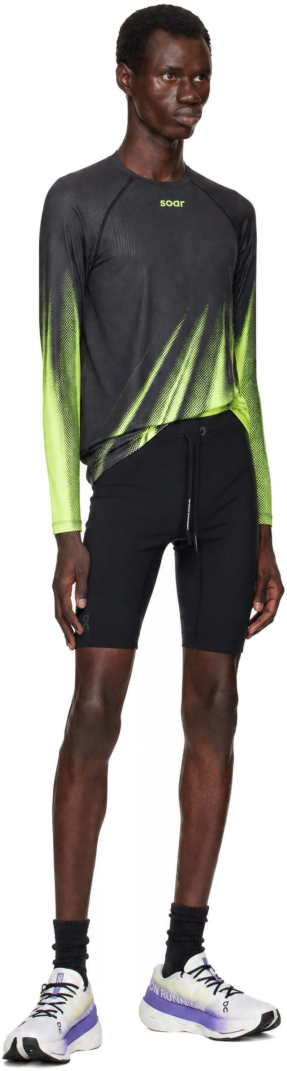 Soar Running: Black & Yellow Race Base Running T-shirt | SSENSE