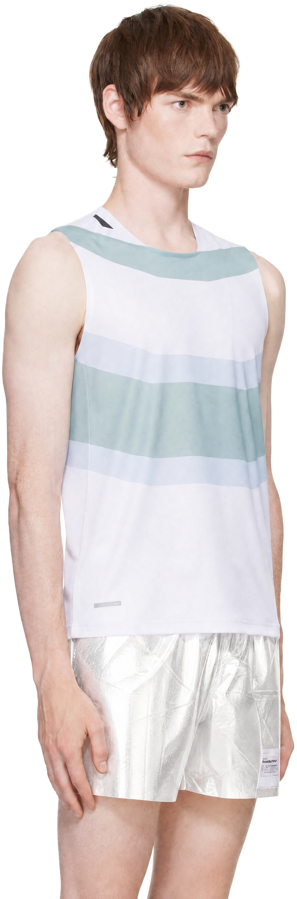 Soar Running - White & Blue Singlet Running Top