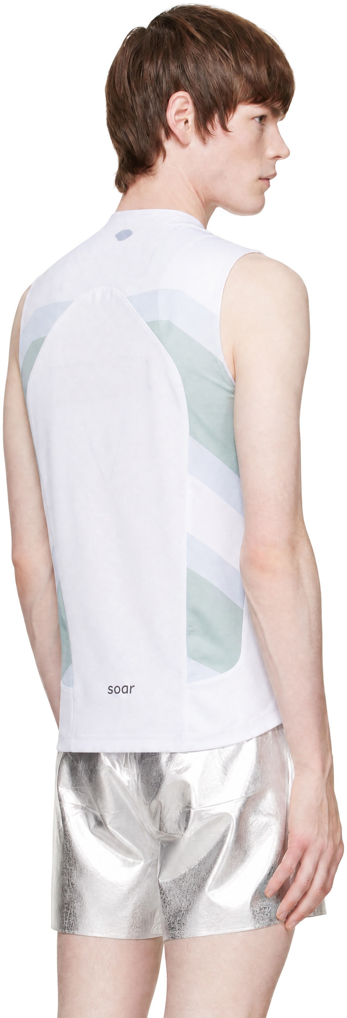 Soar Running - White & Blue Singlet Running Top