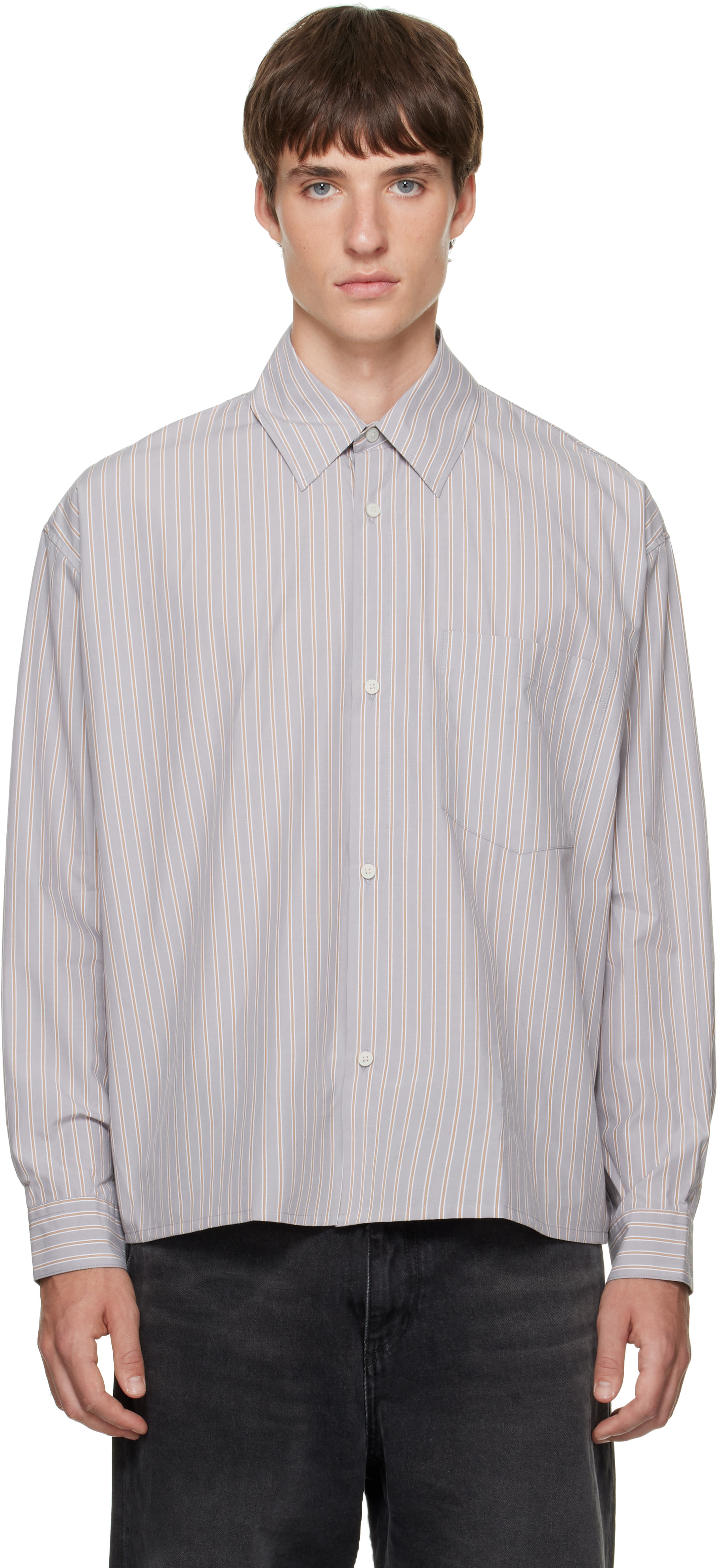 Won Hundred - グレー Maza Stripe シャツ