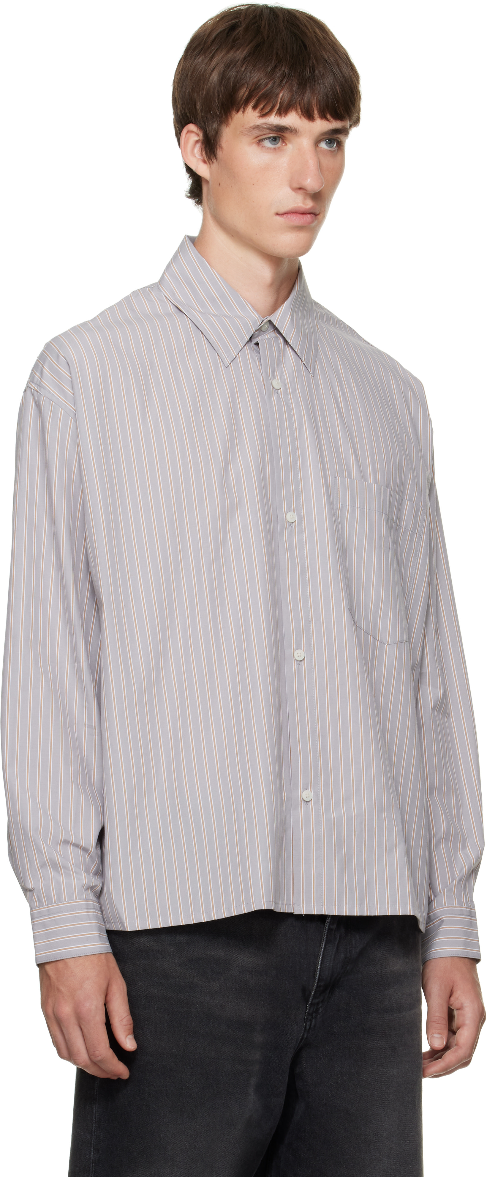 Won Hundred - グレー Maza Stripe シャツ