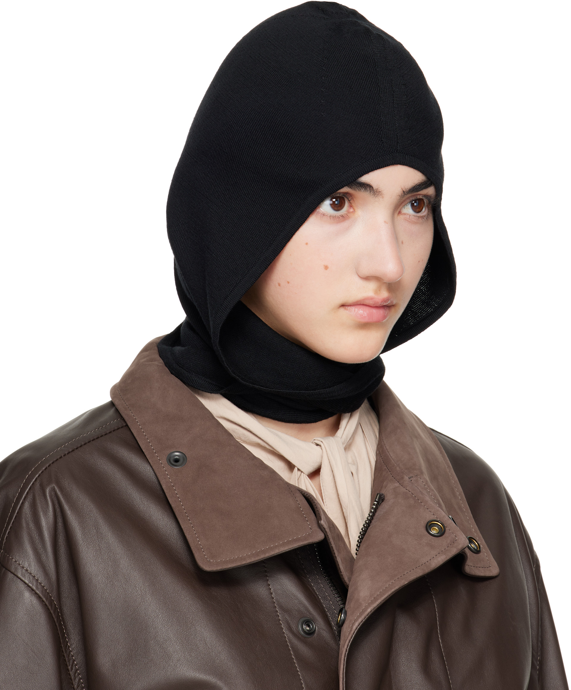 LEMAIRE: Black Fine Wool Hood | SSENSE
