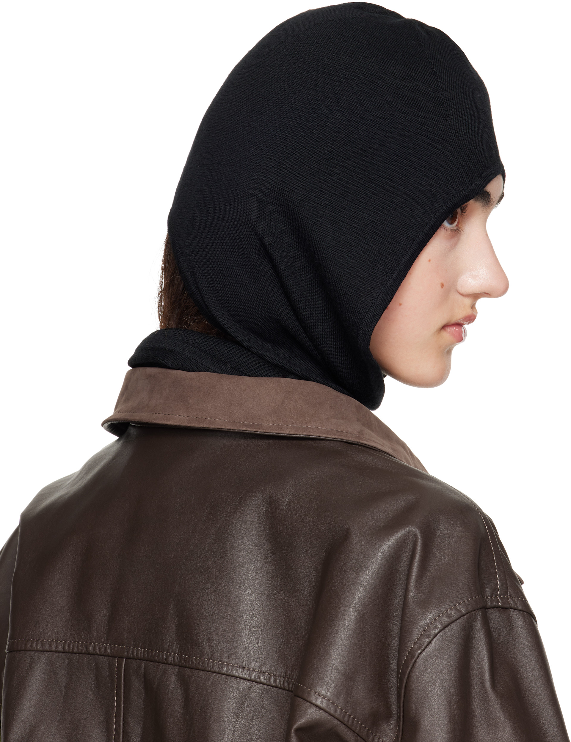 LEMAIRE: Black Fine Wool Hood | SSENSE