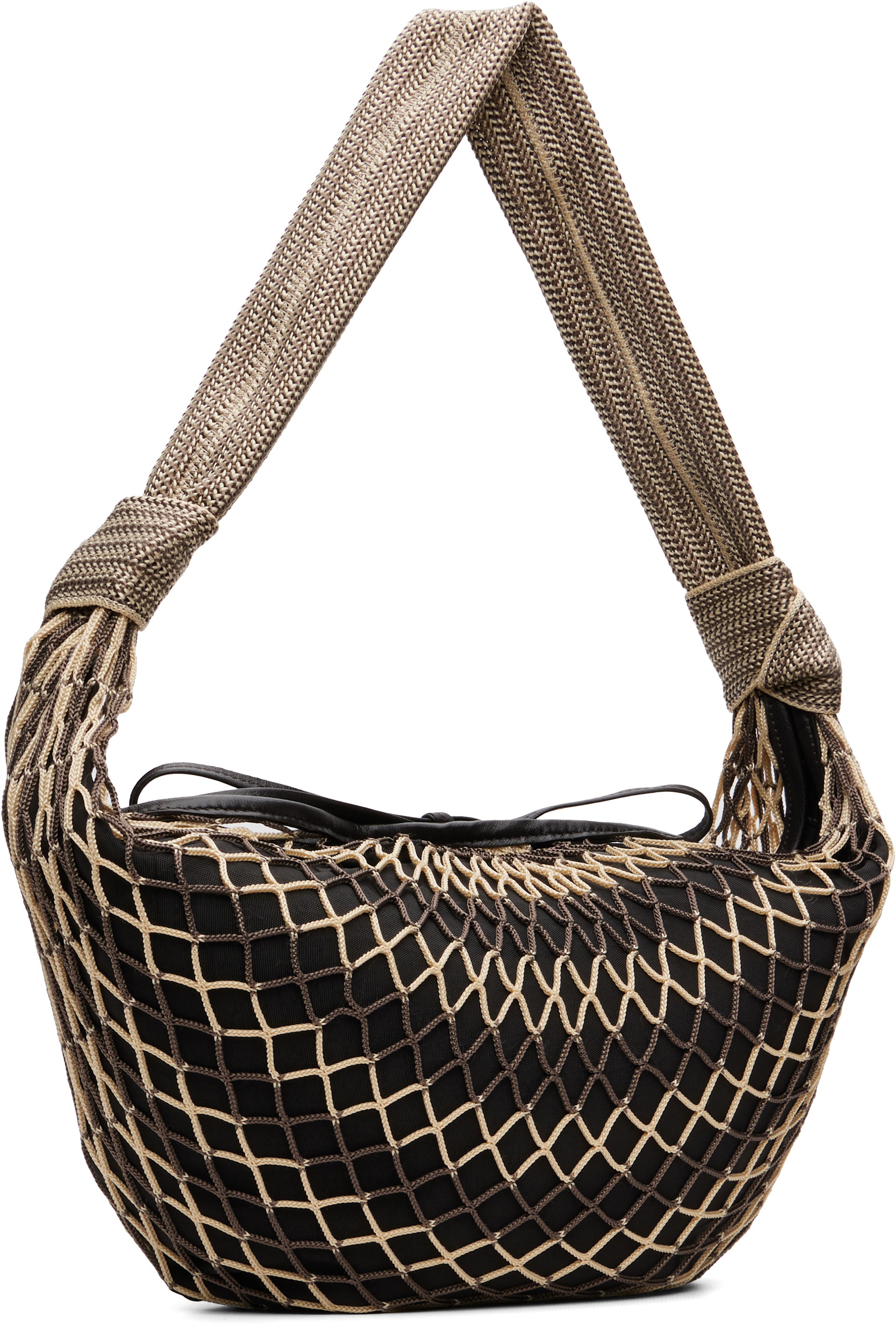 LEMAIRE: Beige & Brown Fortune Croissant Filt Bag | SSENSE