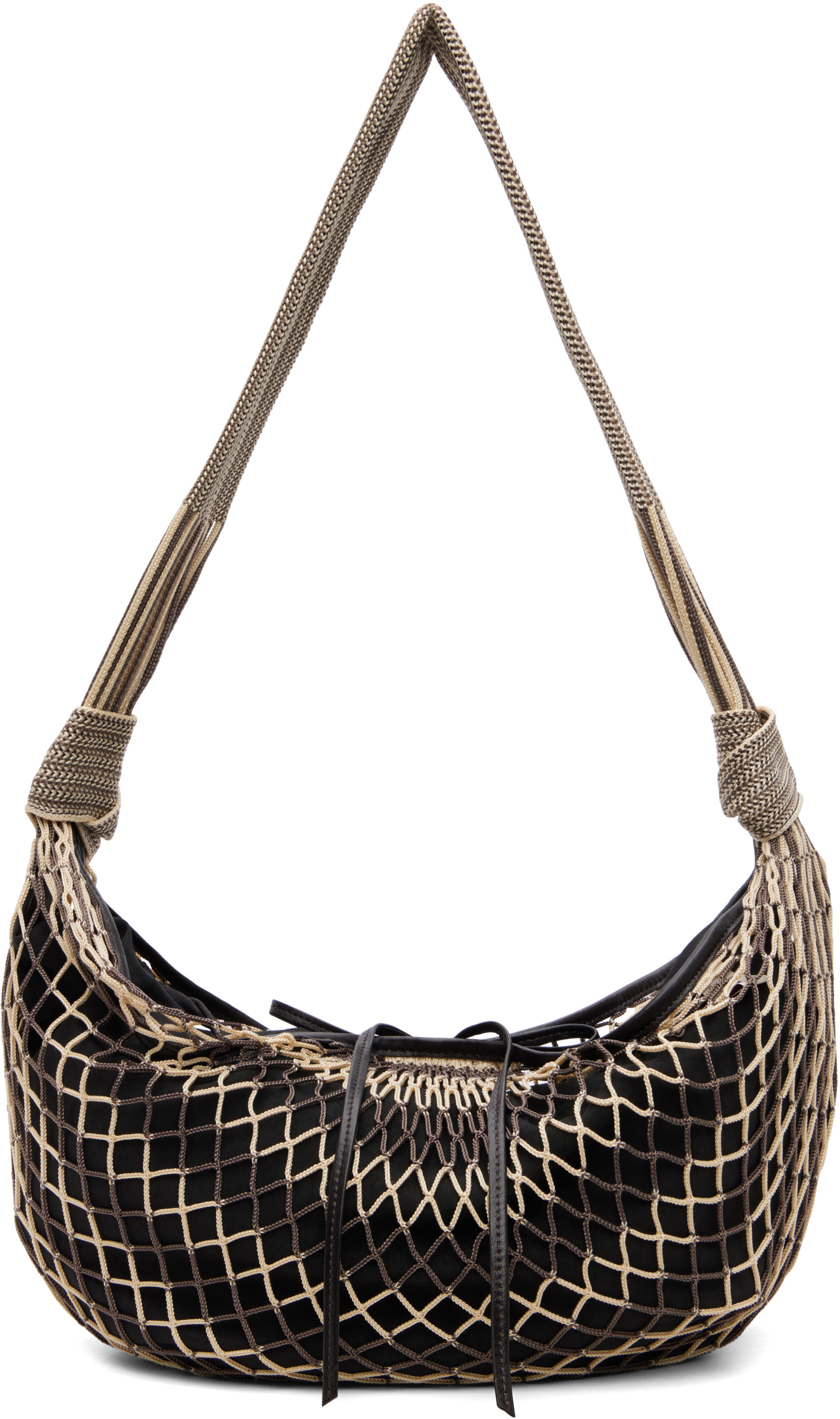 LEMAIRE: Beige & Brown Croissant Filt Bag | SSENSE