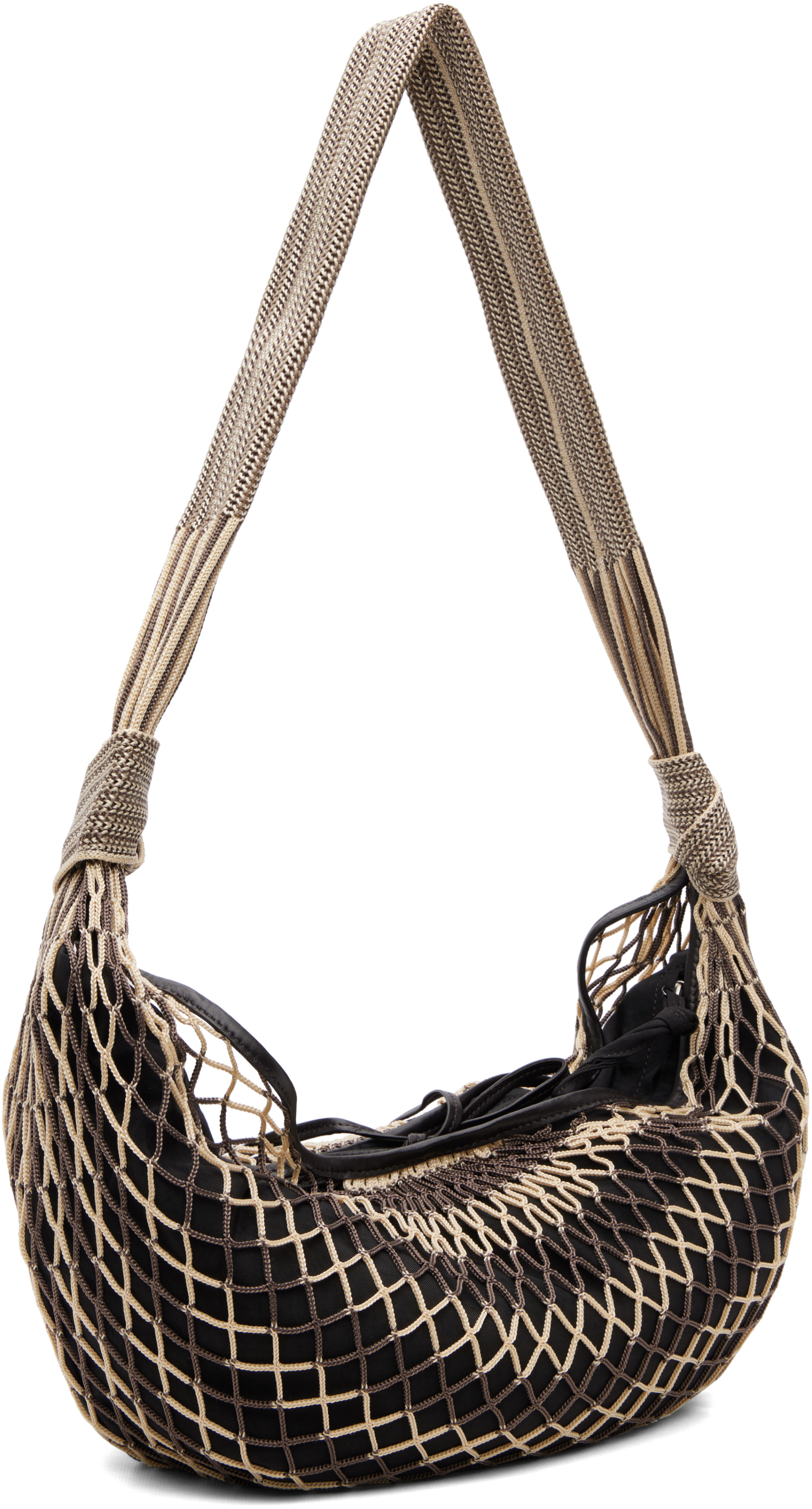 LEMAIRE: Beige & Brown Croissant Filt Bag | SSENSE