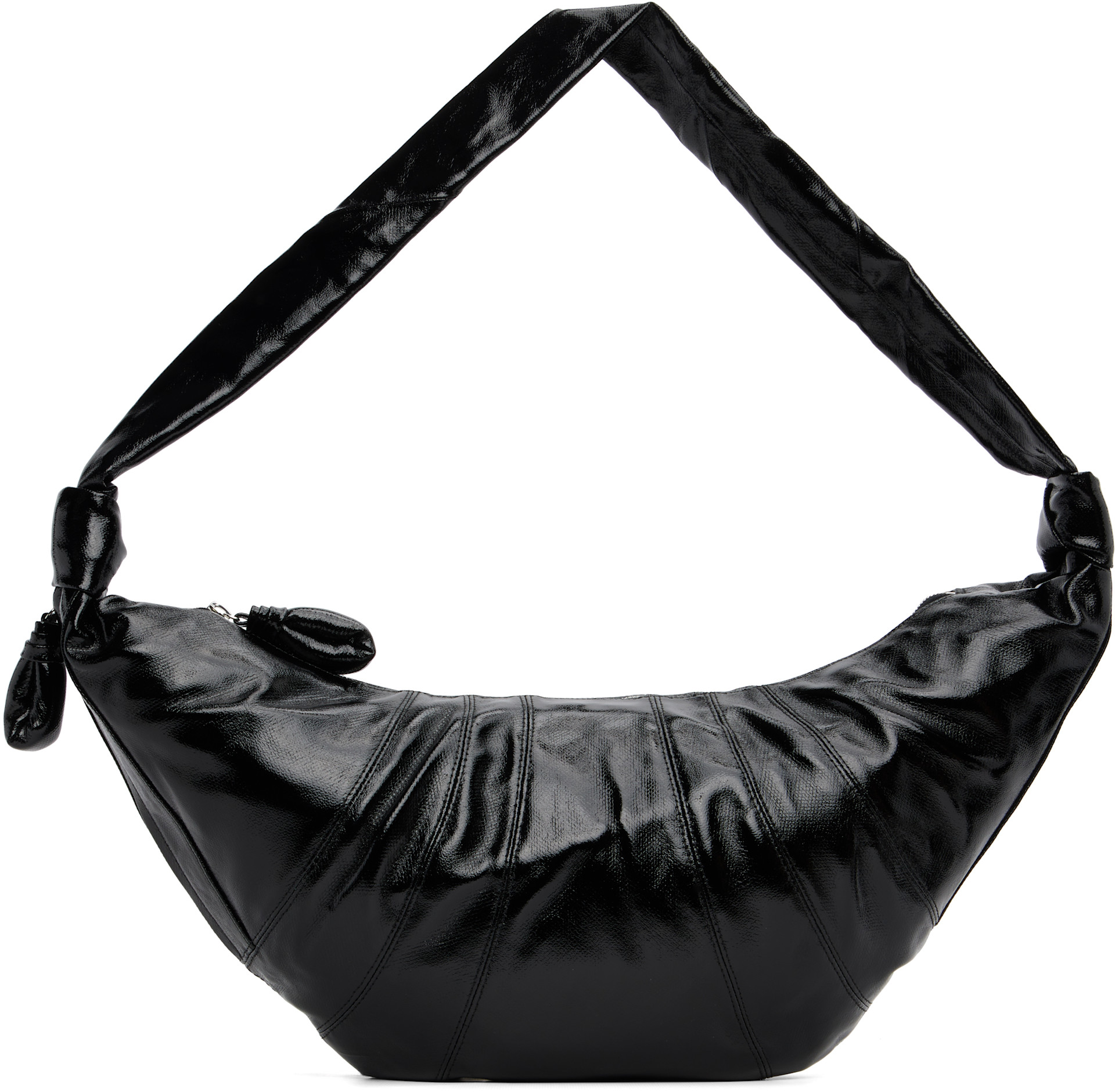 【未使用級】LEMAIRE LARGE CROISSANT BAG ブラック LEMAIRE: Black Large Croissant Bag | SSENSE