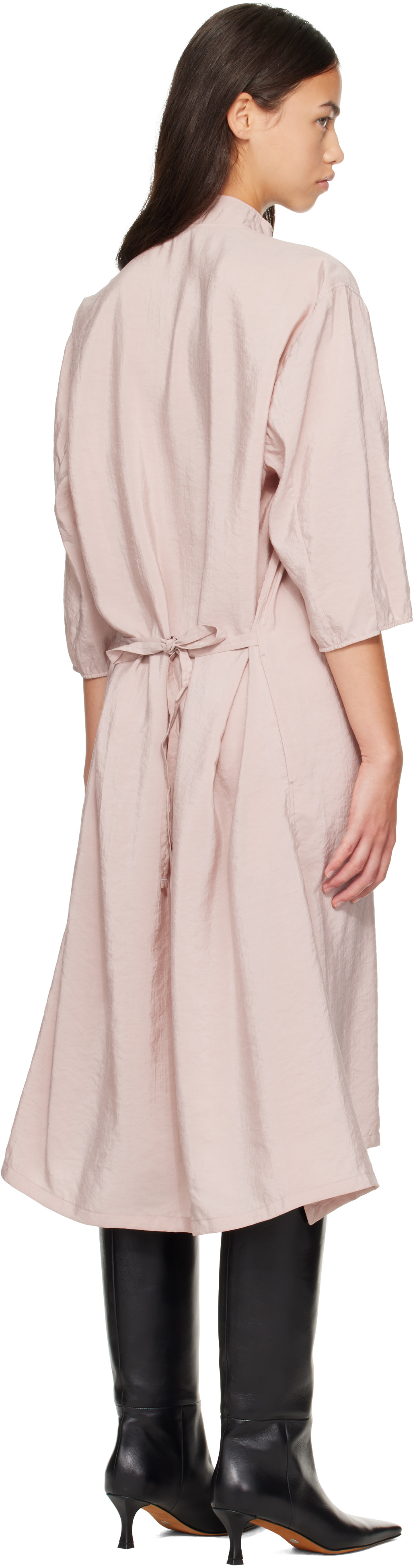 LEMAIRE - Robe midi rose à col droit