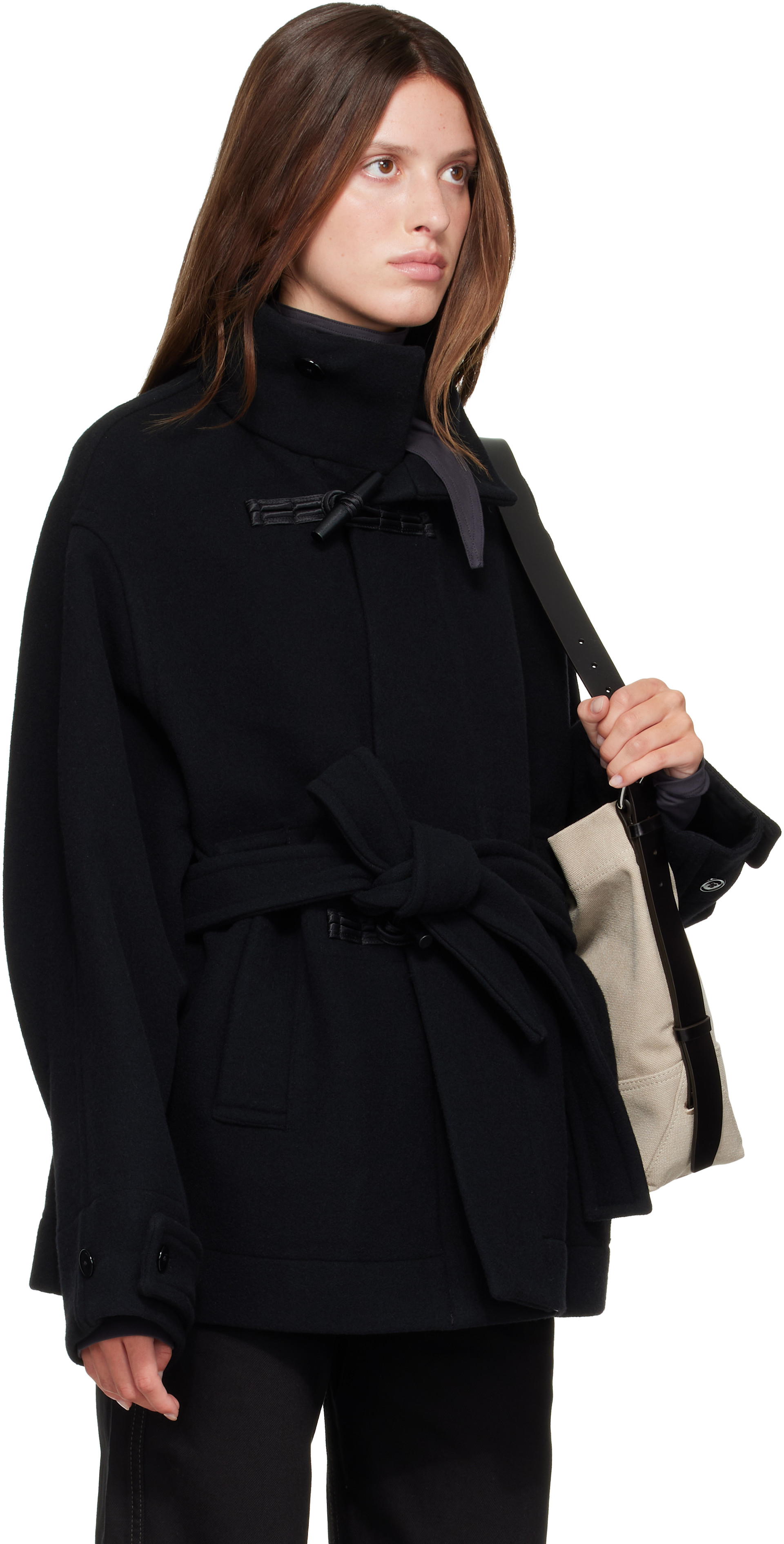 LEMAIRE: Black Short Duffle Coat | SSENSE Denmark