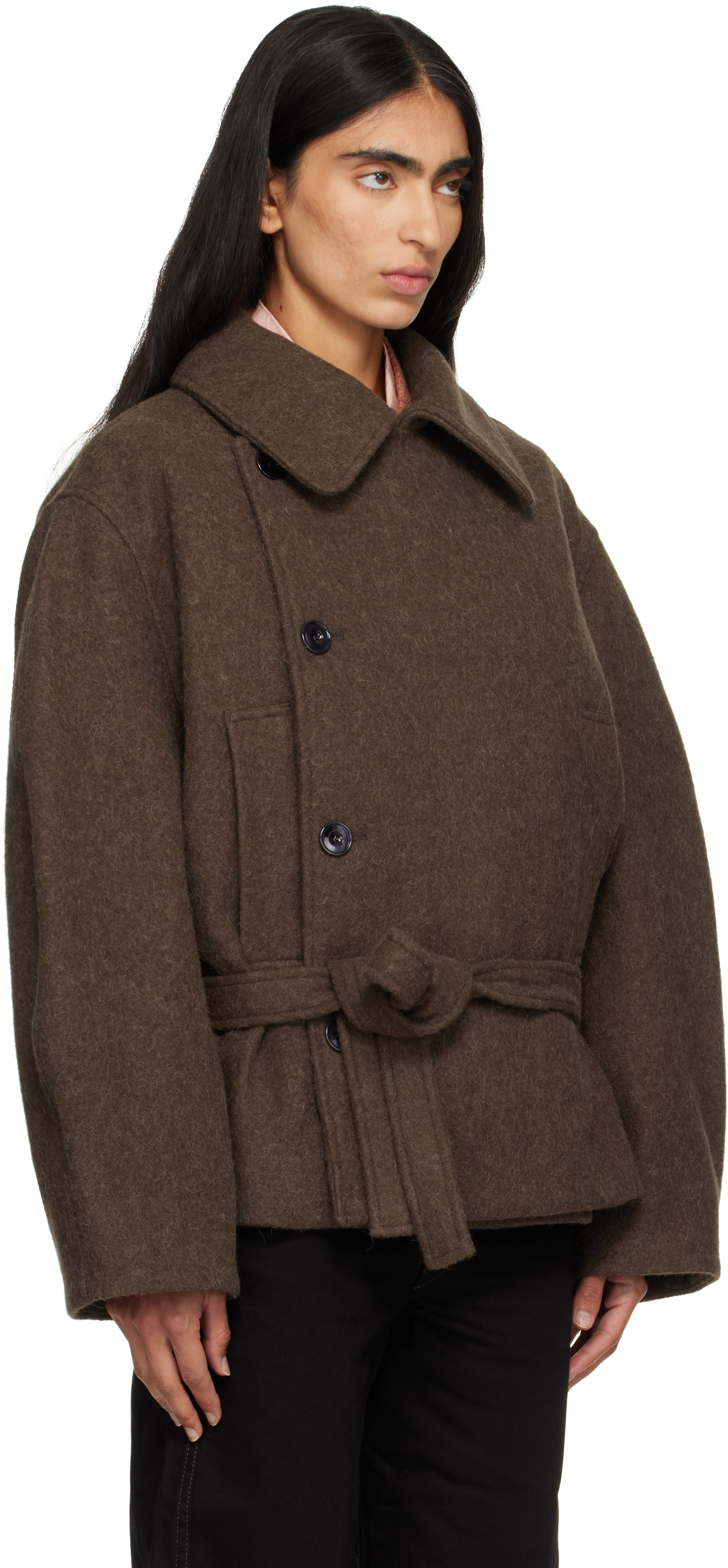 LEMAIRE - Brown Short Wrap Coat