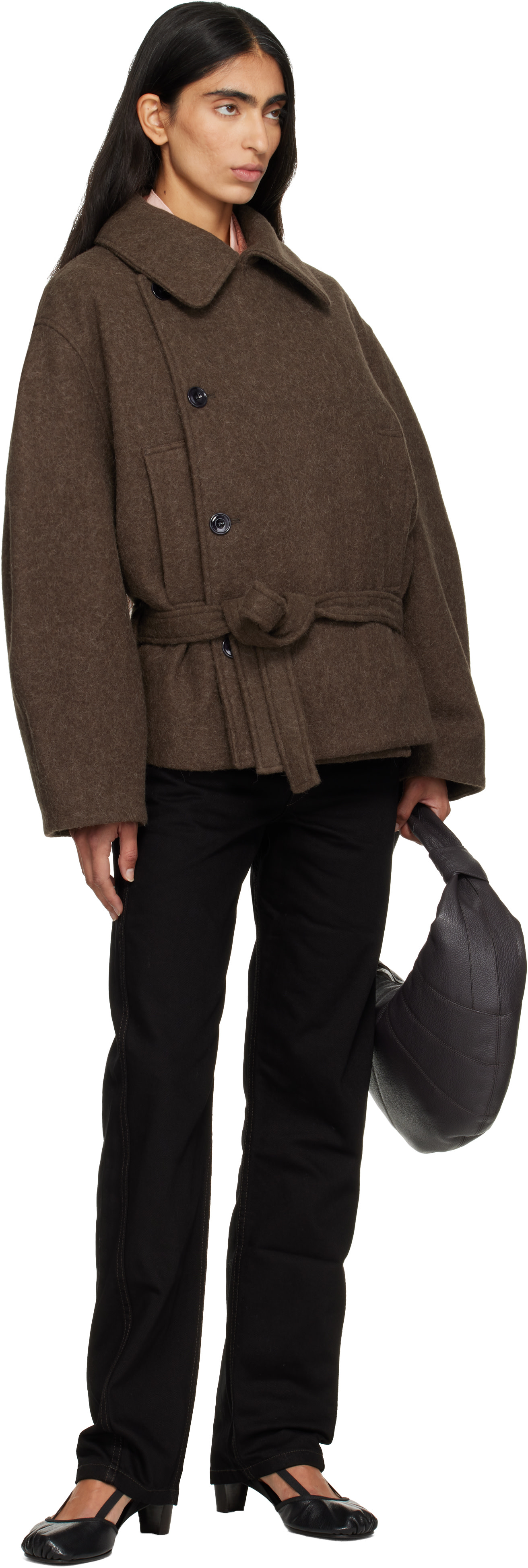 LEMAIRE - Brown Short Wrap Coat