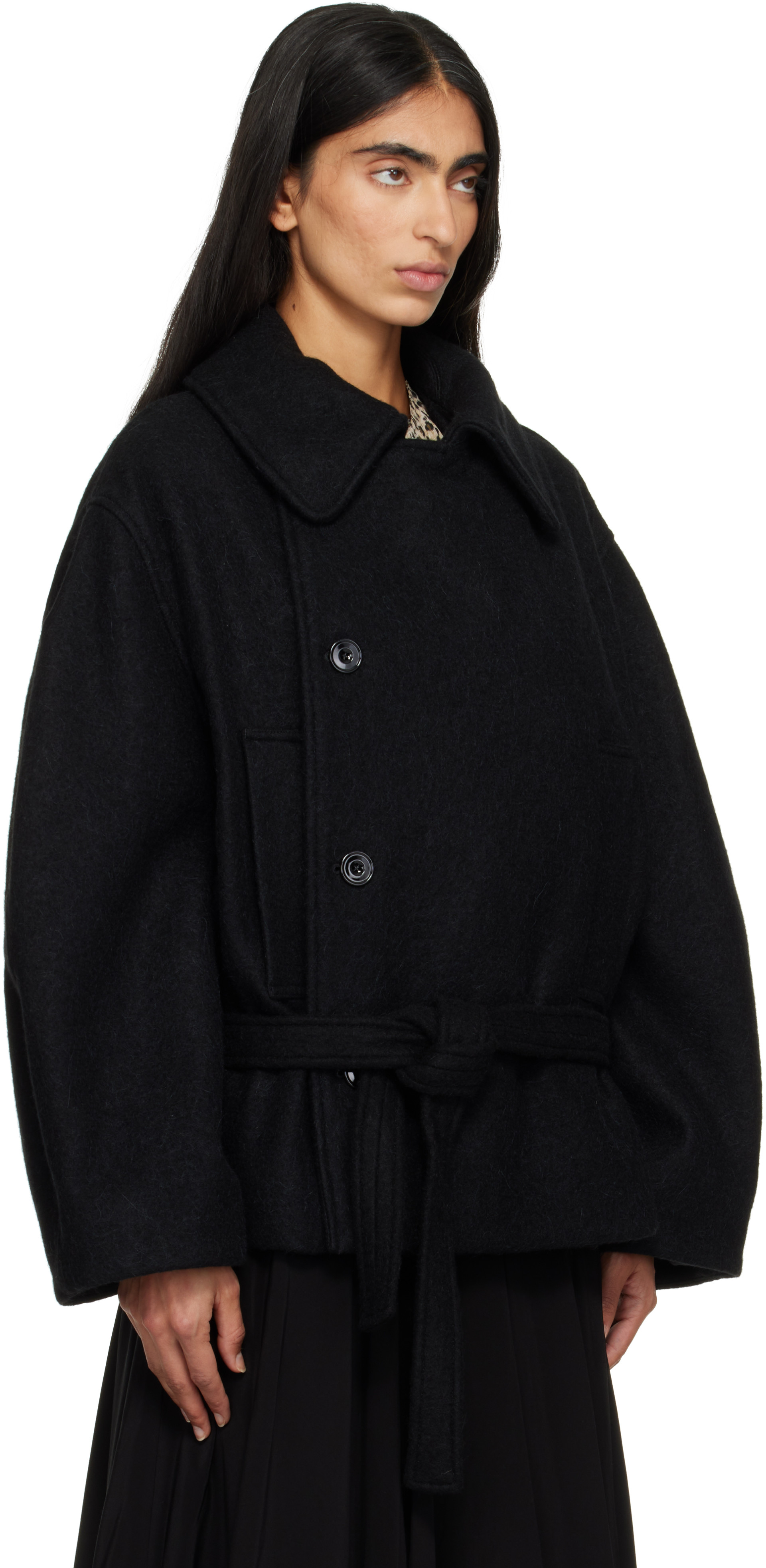 LEMAIRE - Black Short Wrap Coat