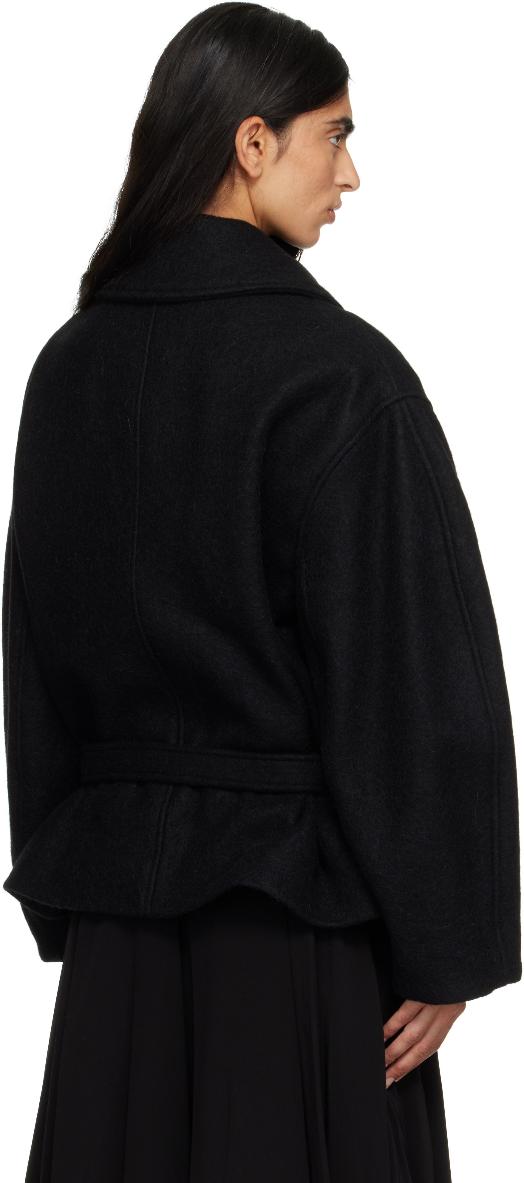 LEMAIRE - Black Short Wrap Coat