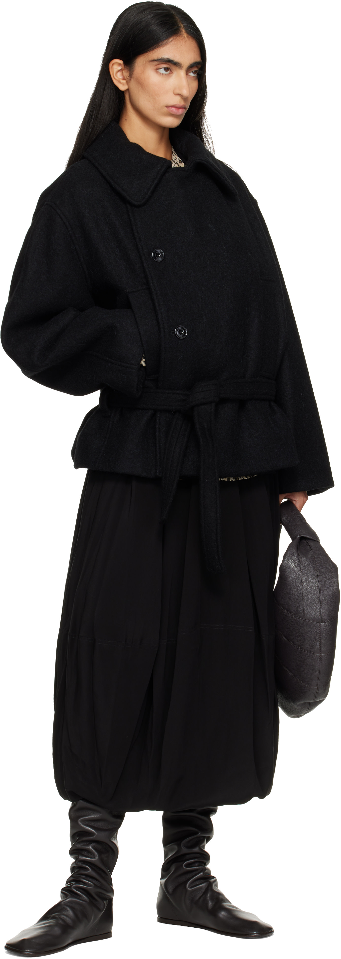 LEMAIRE - Black Short Wrap Coat