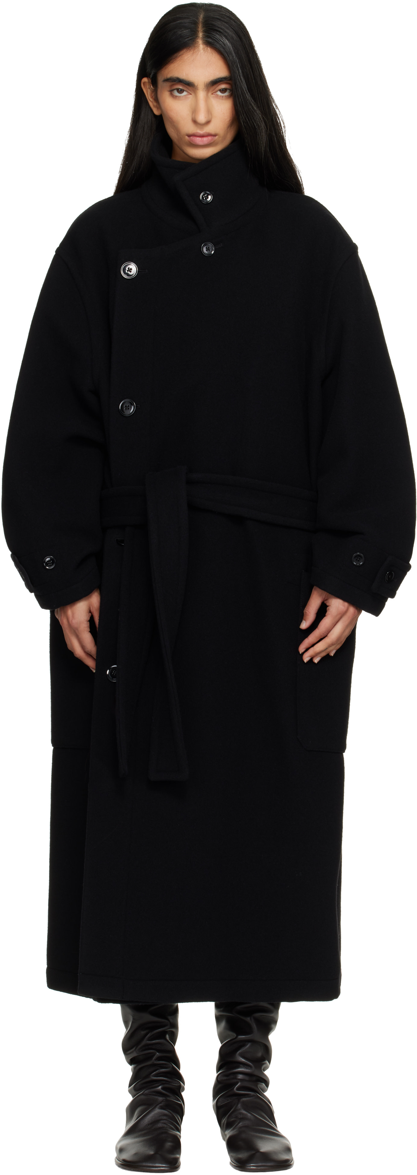 LEMAIRE - Black Wrap Coat