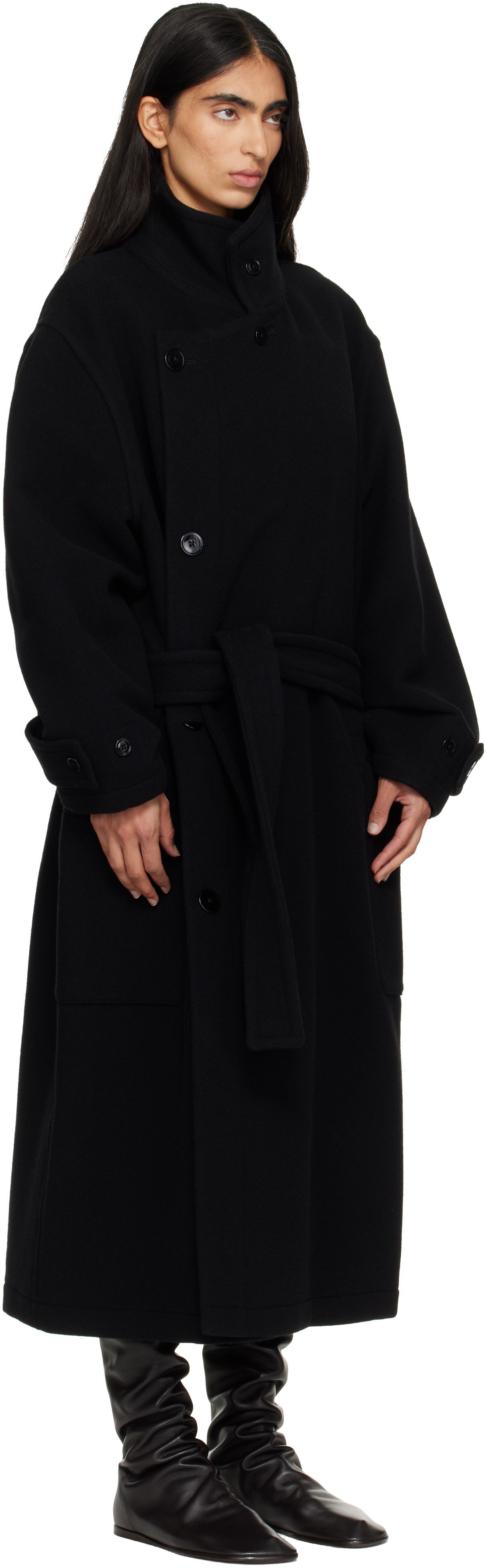 LEMAIRE - Black Wrap Coat