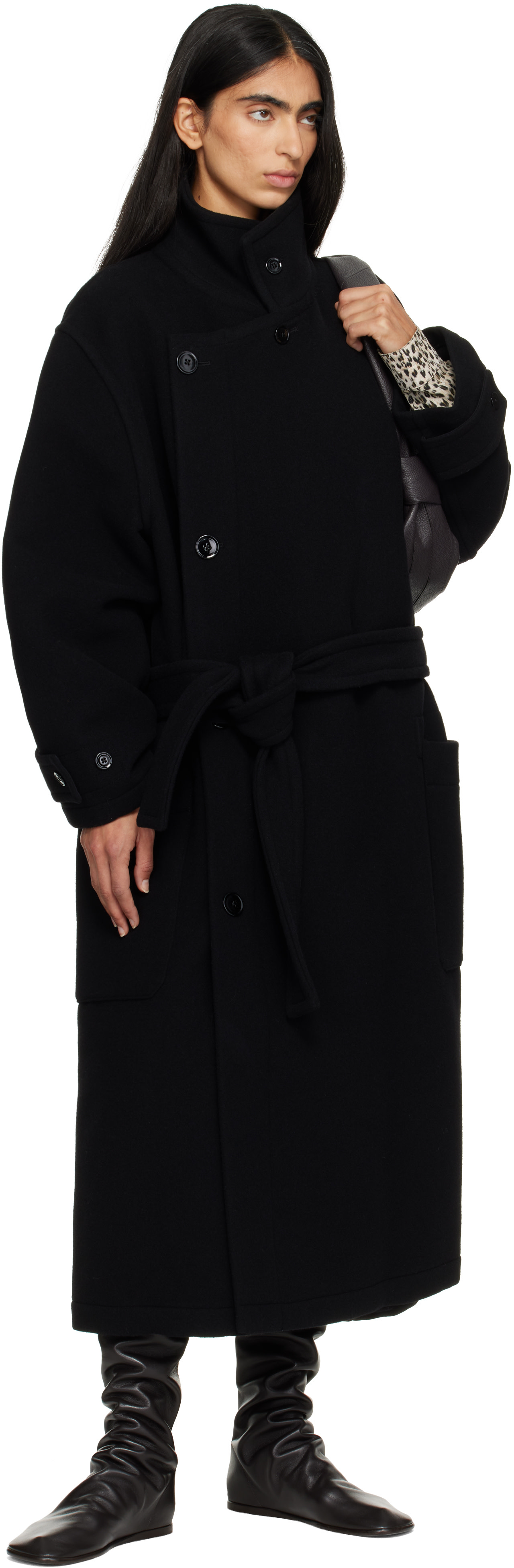 LEMAIRE - Black Wrap Coat