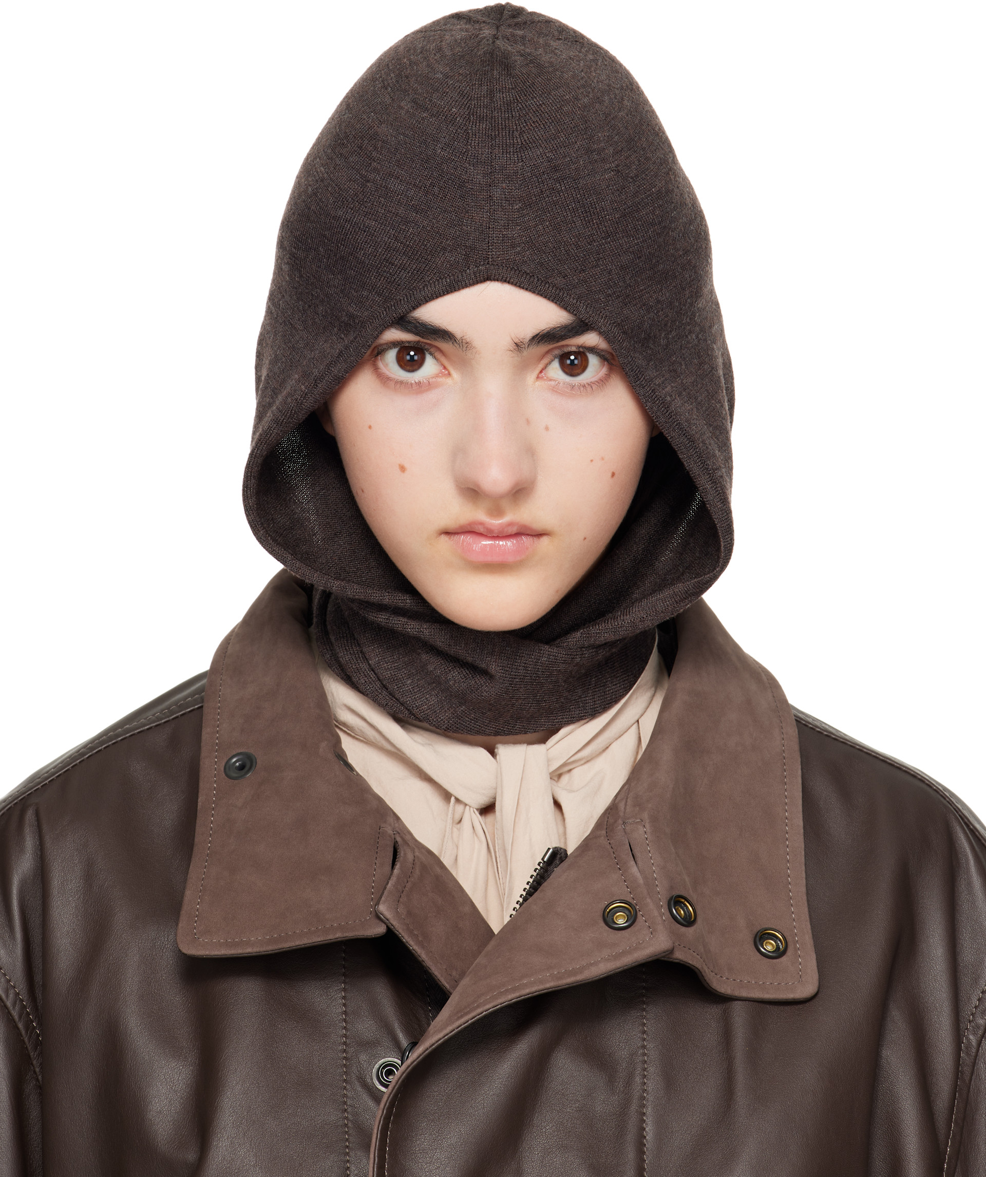 LEMAIRE: Brown Fine Wool Hood | SSENSE