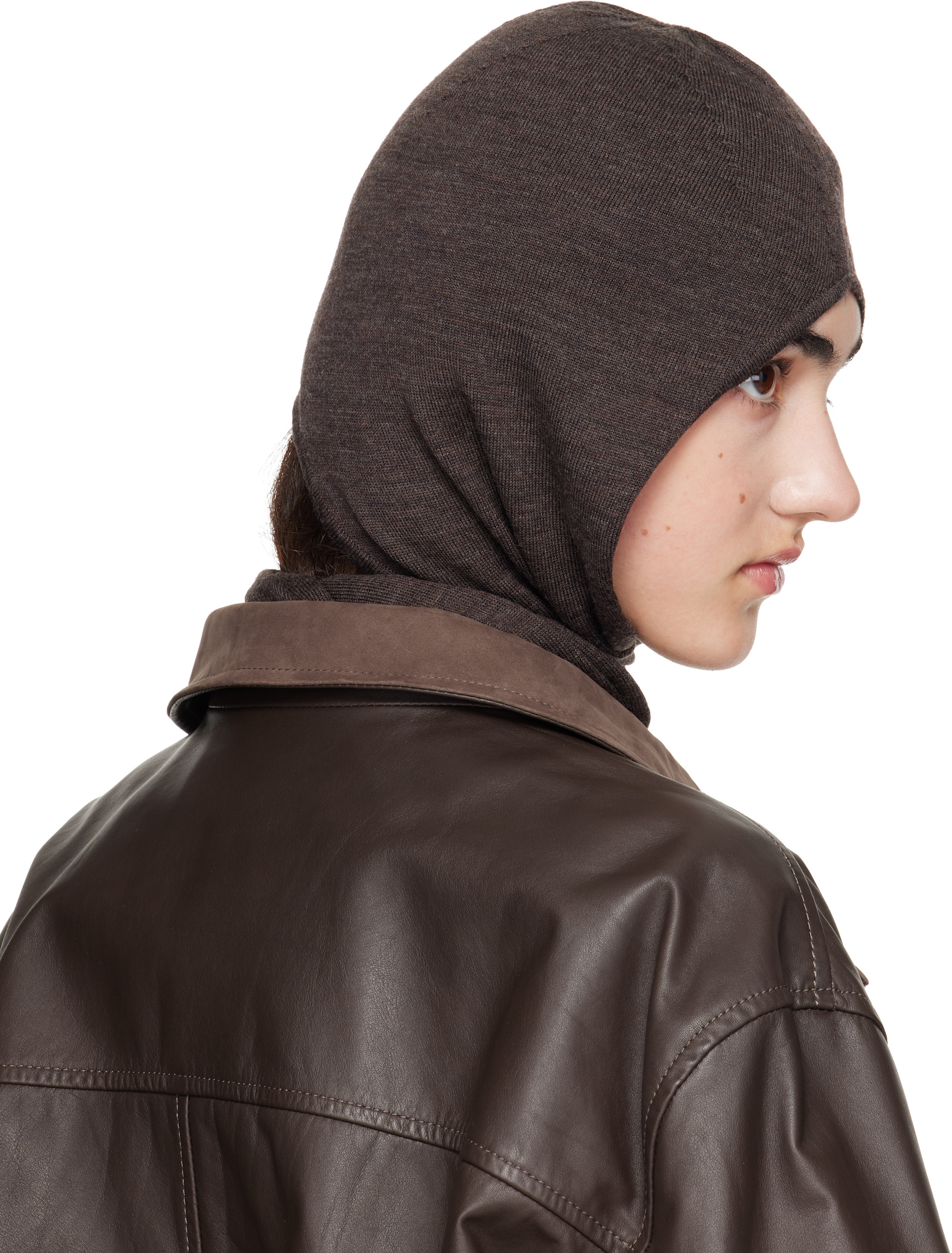 小物 LEMAIRE FW23 SNOOD OS LEMAIRE: Brown Fine Wool Hood | SSENSE