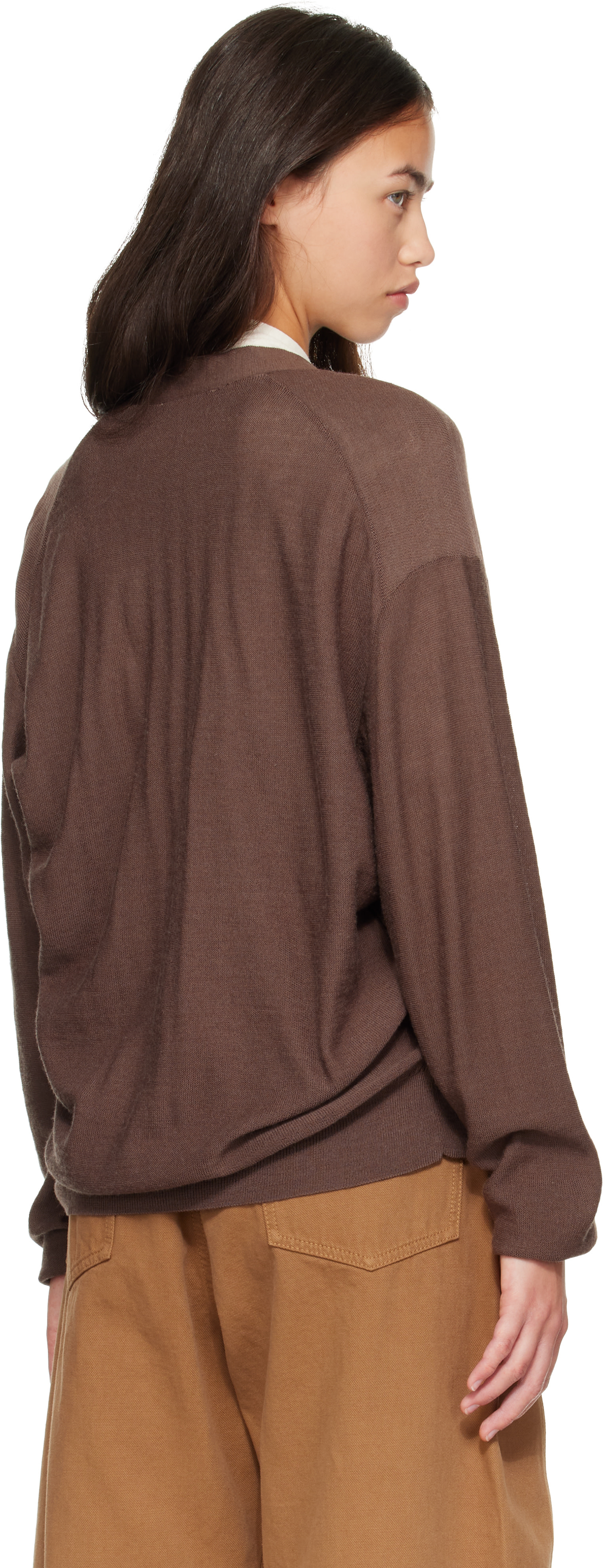 LEMAIRE: Brown Relaxed Twisted Cardigan | SSENSE