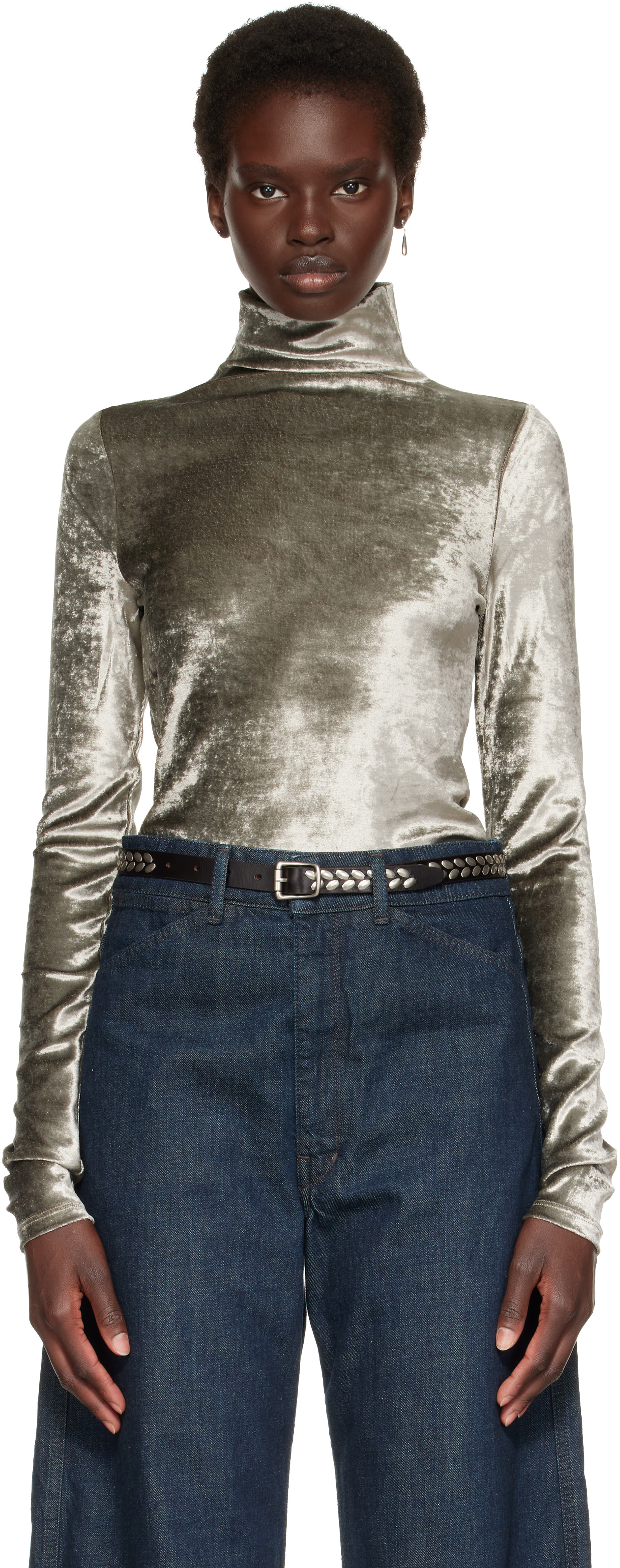 LEMAIRE: Gray Fitted Stand Collar Turtleneck | SSENSE