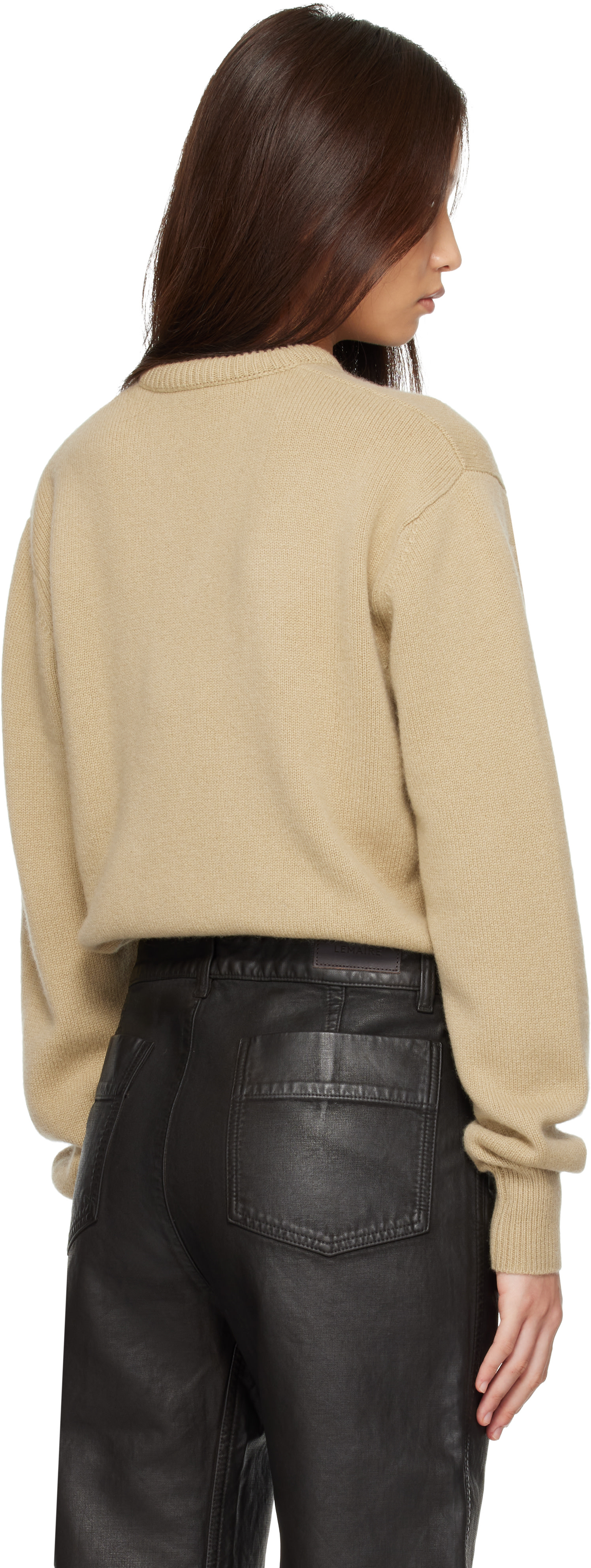 LEMAIRE - Pull beige à col en V