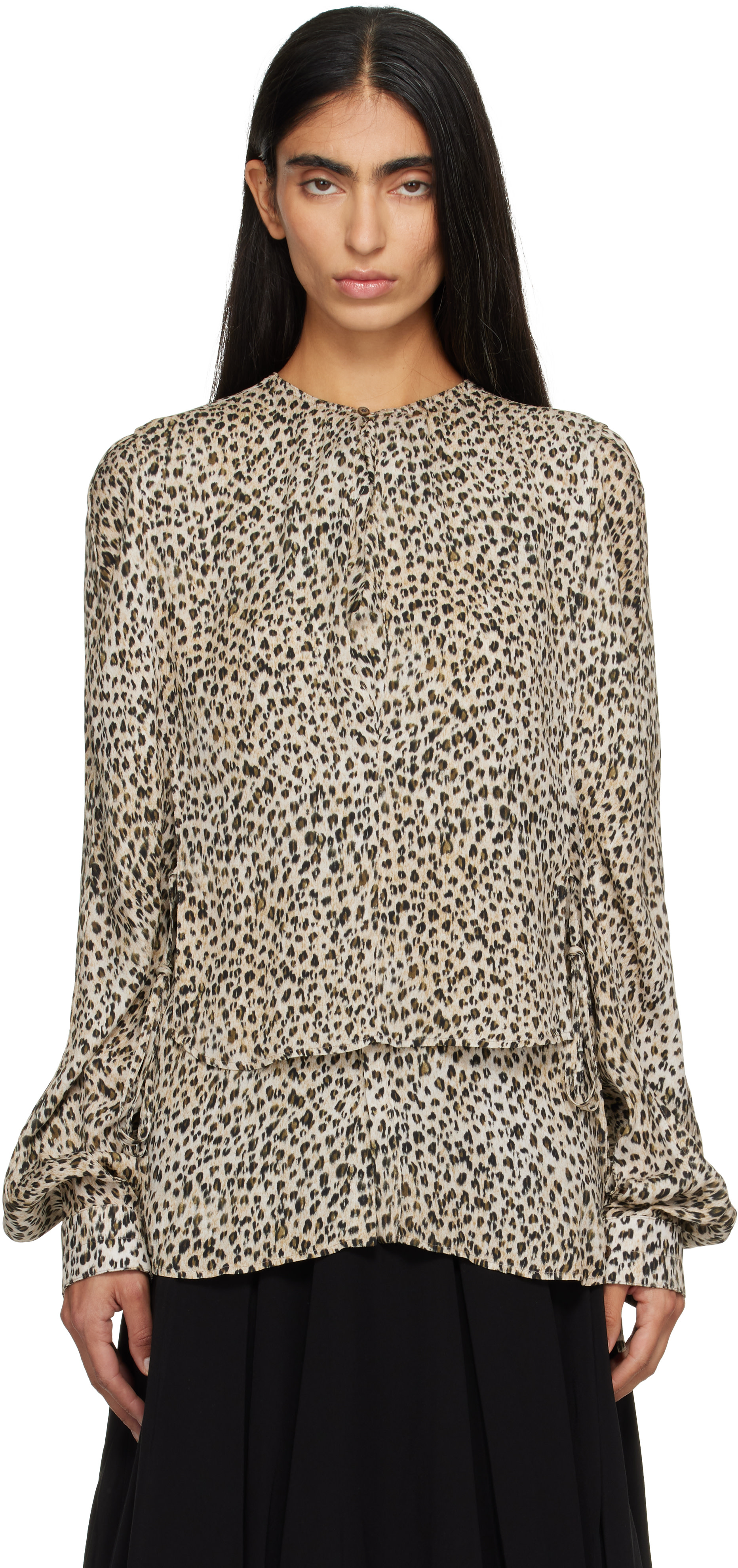 LEMAIRE - Beige Printed Two Layers Blouse