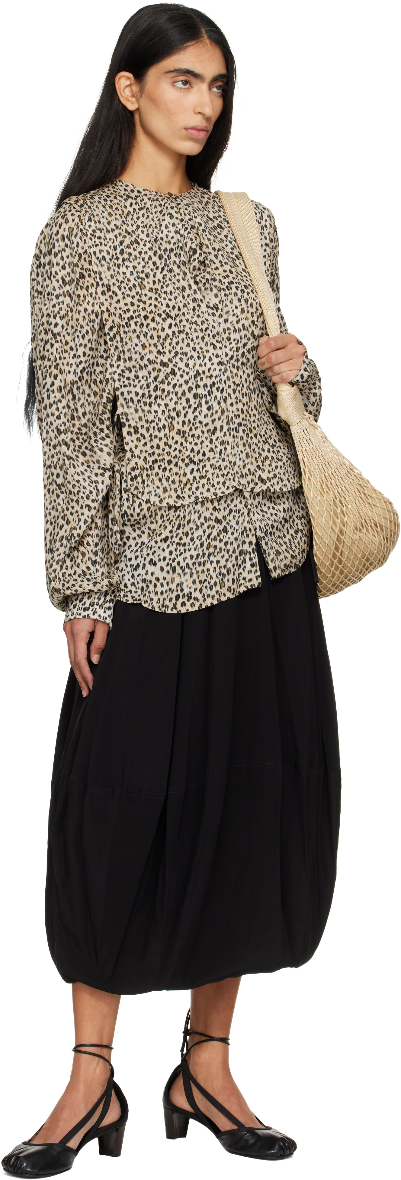 LEMAIRE - Beige Printed Two Layers Blouse