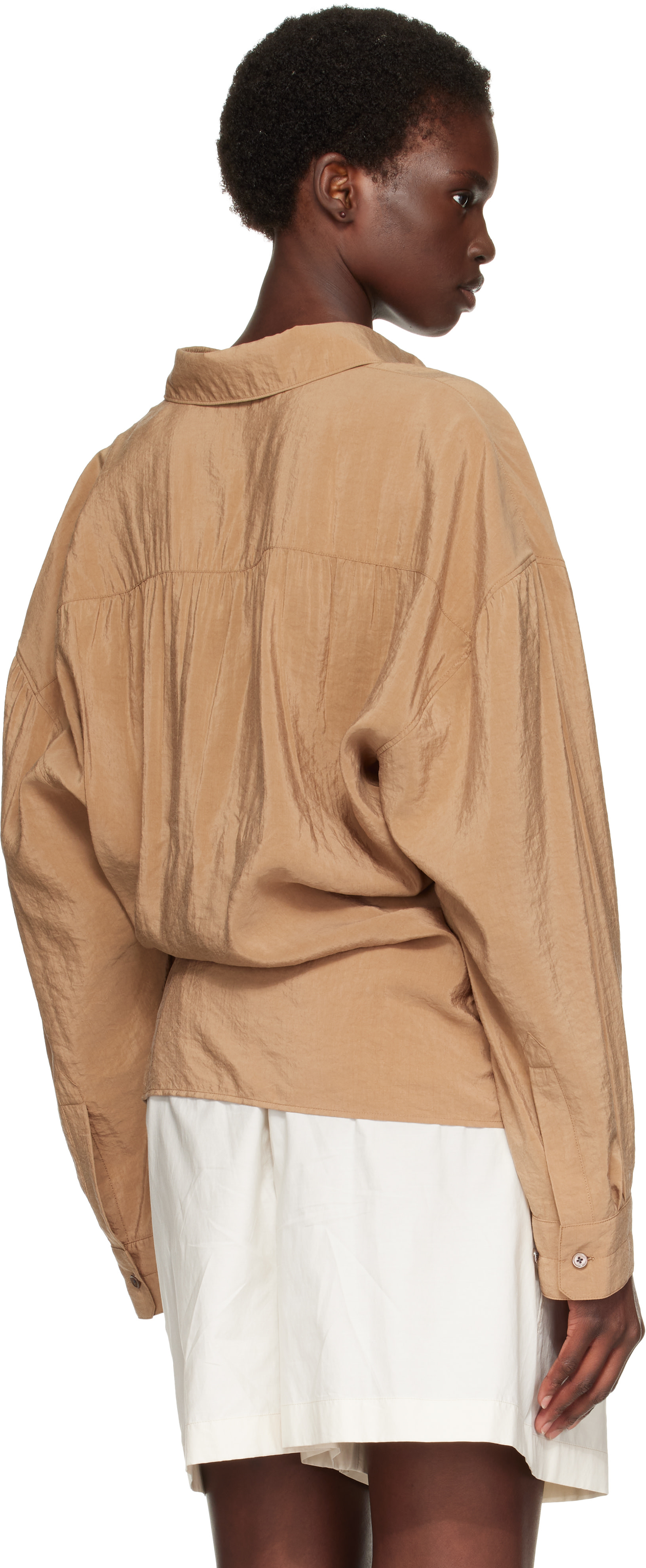 LEMAIRE - Chemise cache-cœur brune à col classique