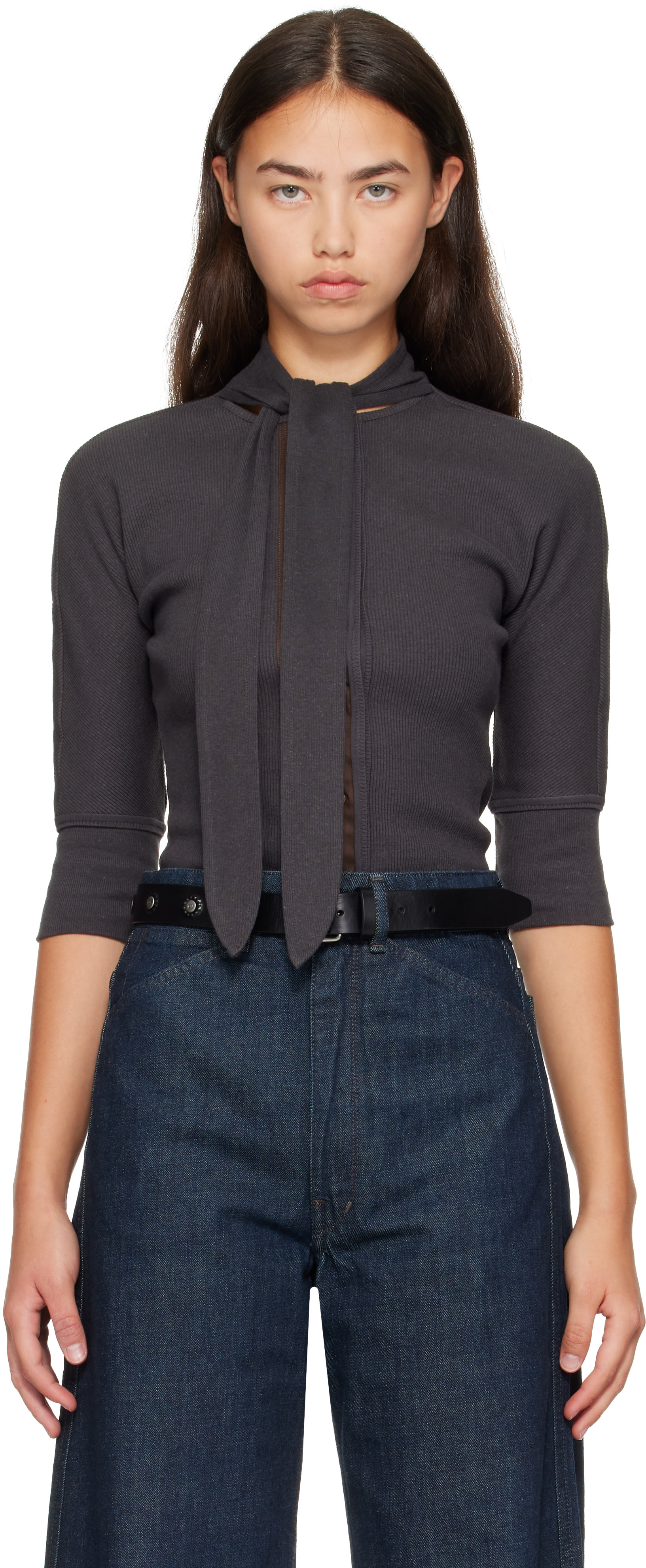 LEMAIRE - T-shirt Ascot gris